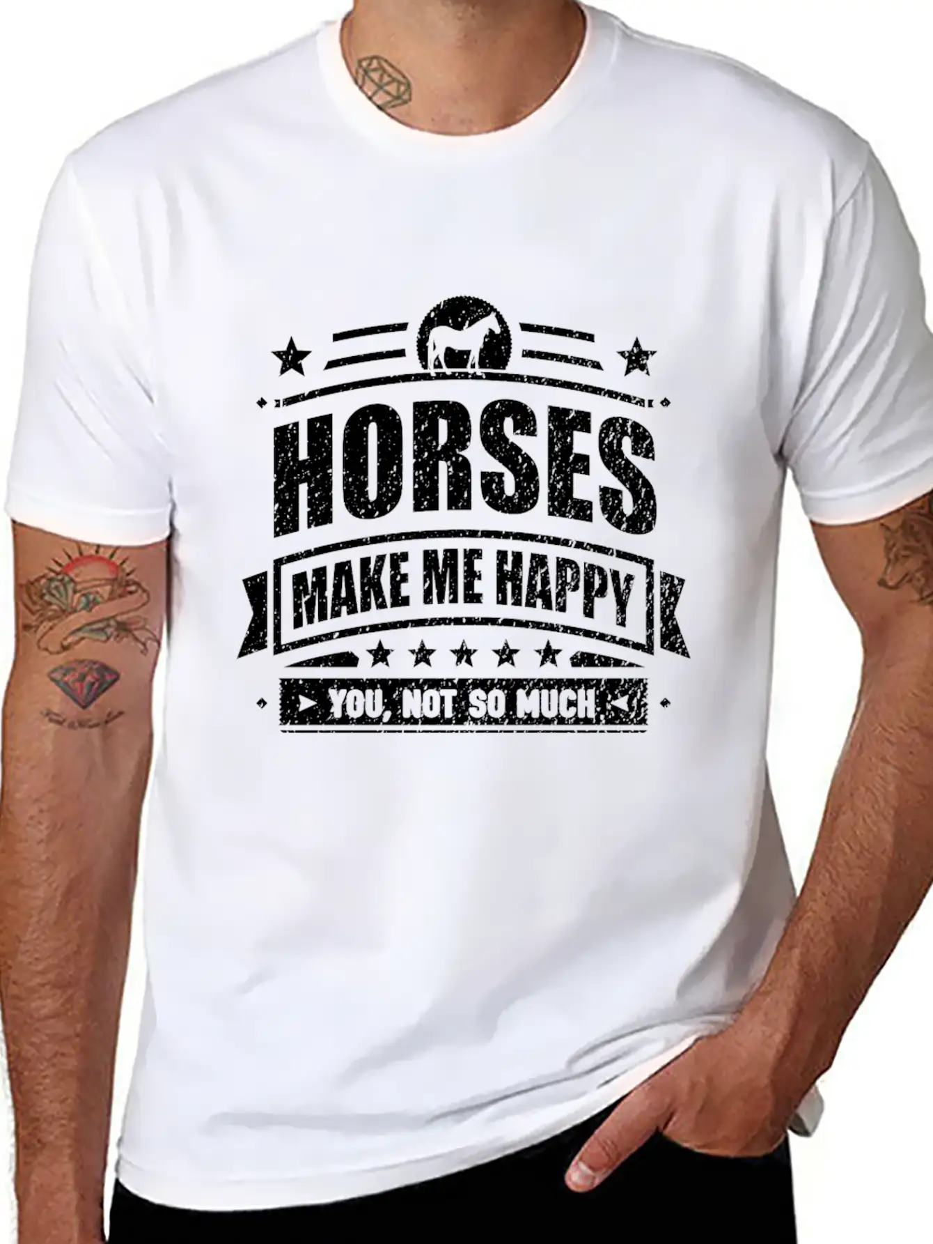 Horses Make Me Happy Funny Horse Gift T-shirt Unisex Casual T-Shirt – Clean Design For Daily Comfort