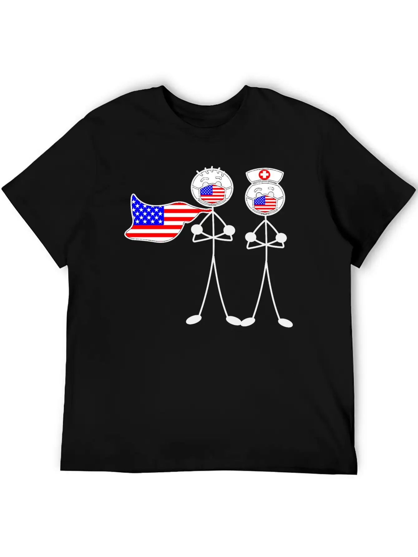Hospital Heroes In The USA With Mouth Caps Essential Unisex Summer Tee – Soft Cotton Casual Fit