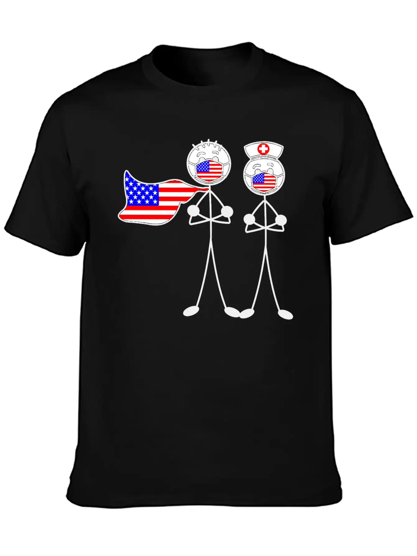 Hospital Heroes In The USA With Mouth Caps Essential Unisex Summer Tee – Soft Cotton Casual Fit