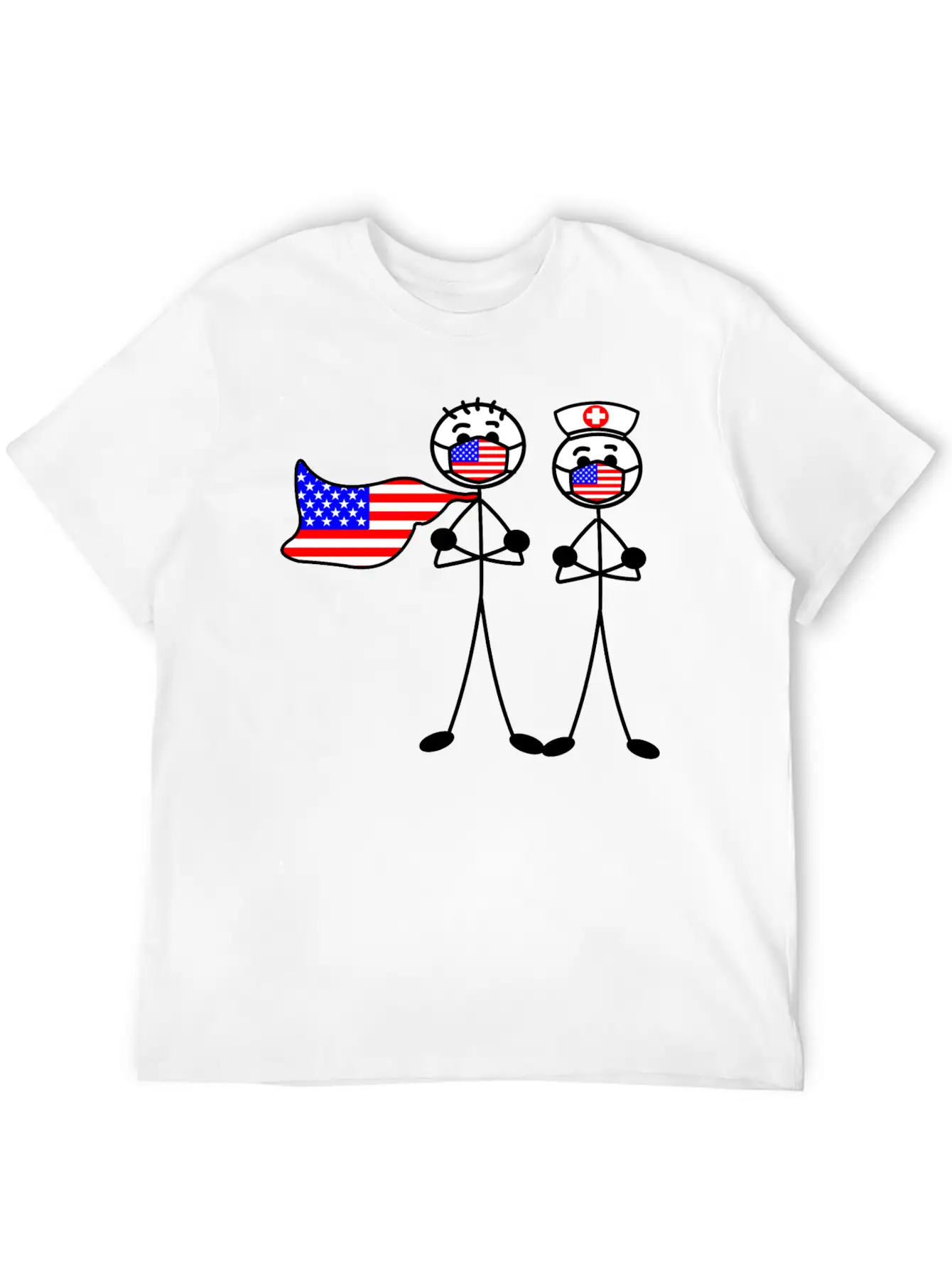 Hospital Heroes In The USA With Mouth Caps Essential Unisex Summer Tee – Soft Cotton Casual Fit
