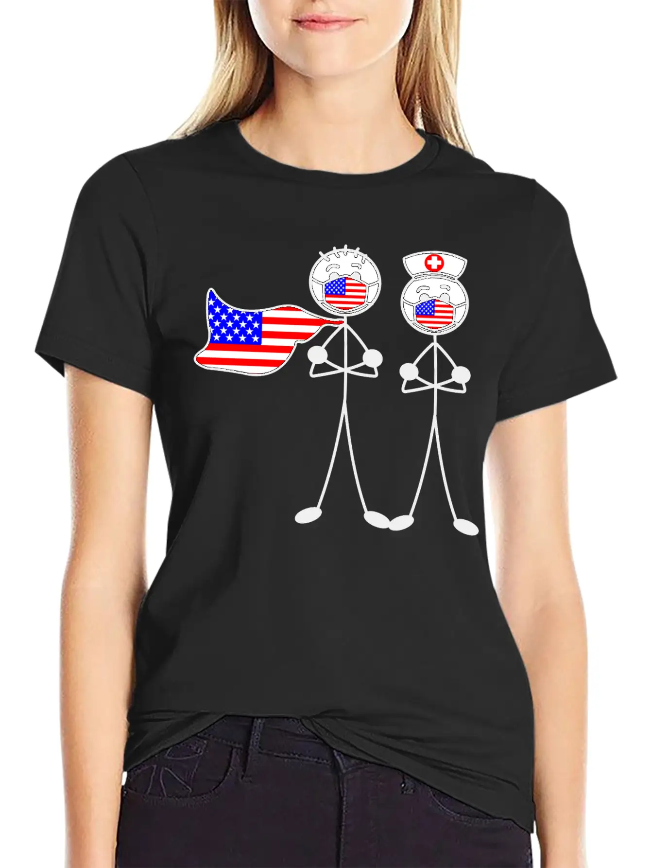 Hospital Heroes In The USA With Mouth Caps Essential Unisex Summer Tee – Soft Cotton Casual Fit