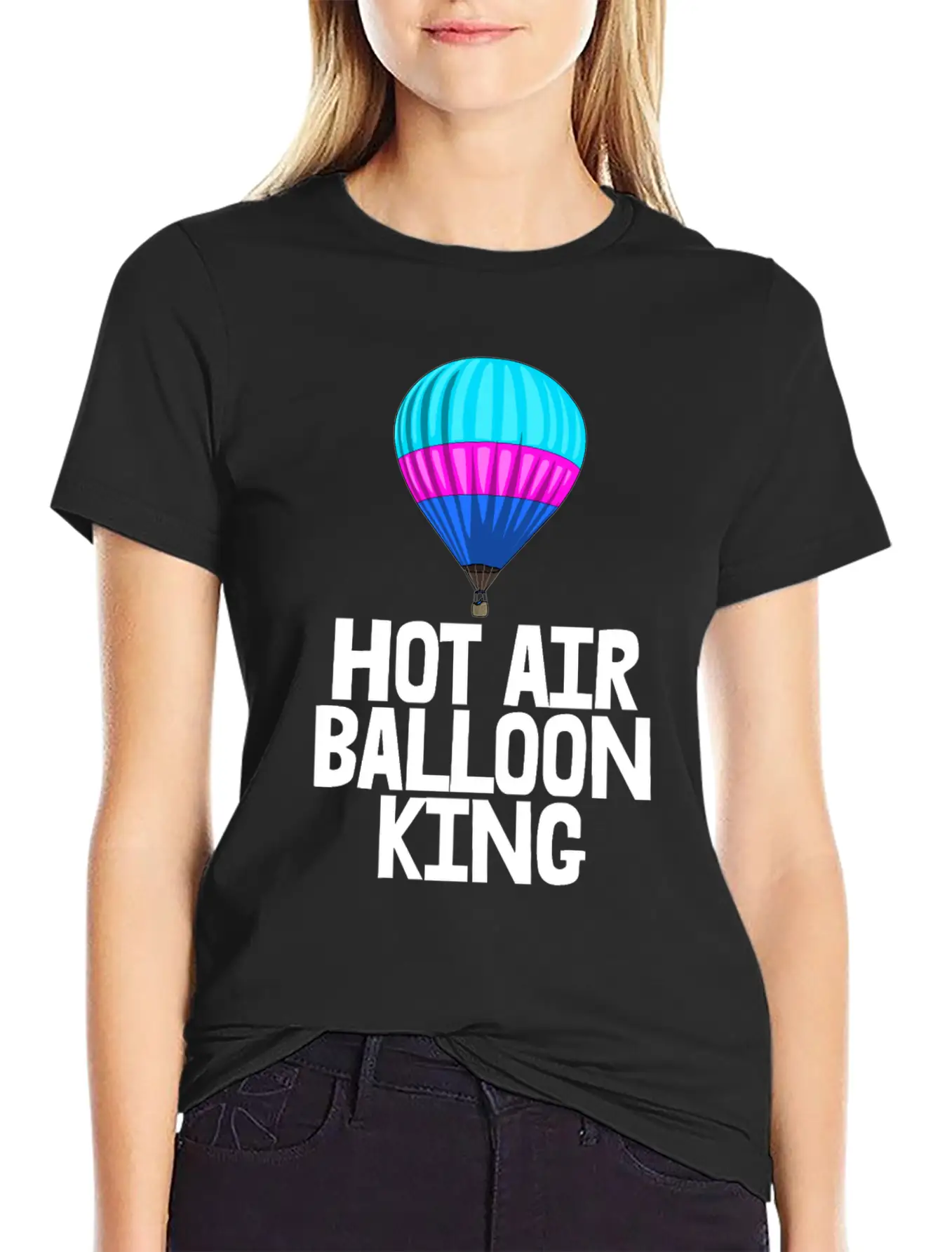 Hot Air Balloon King Unisex Short Sleeve Soft Cotton T-Shirt – Casual Everyday Wear