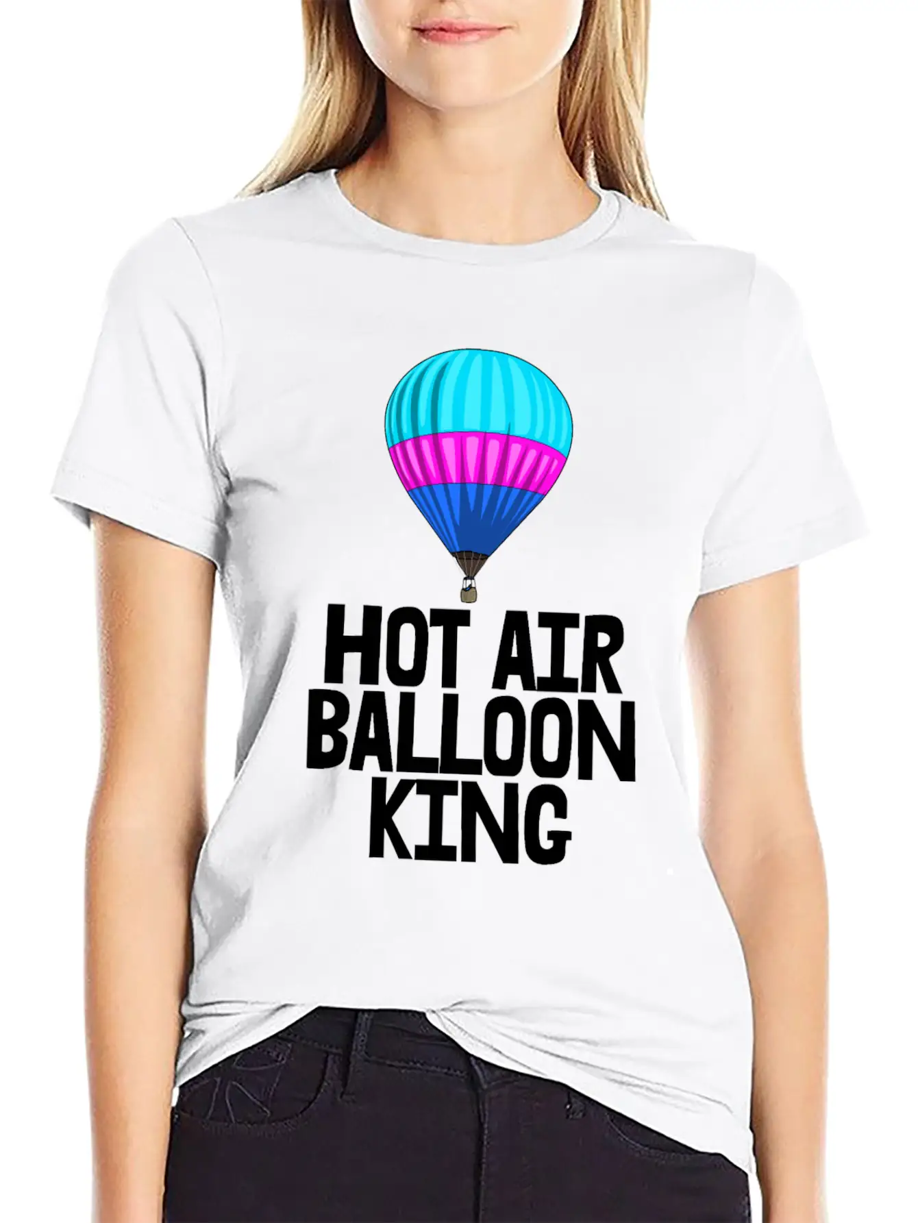 Hot Air Balloon King Unisex Short Sleeve Soft Cotton T-Shirt – Casual Everyday Wear