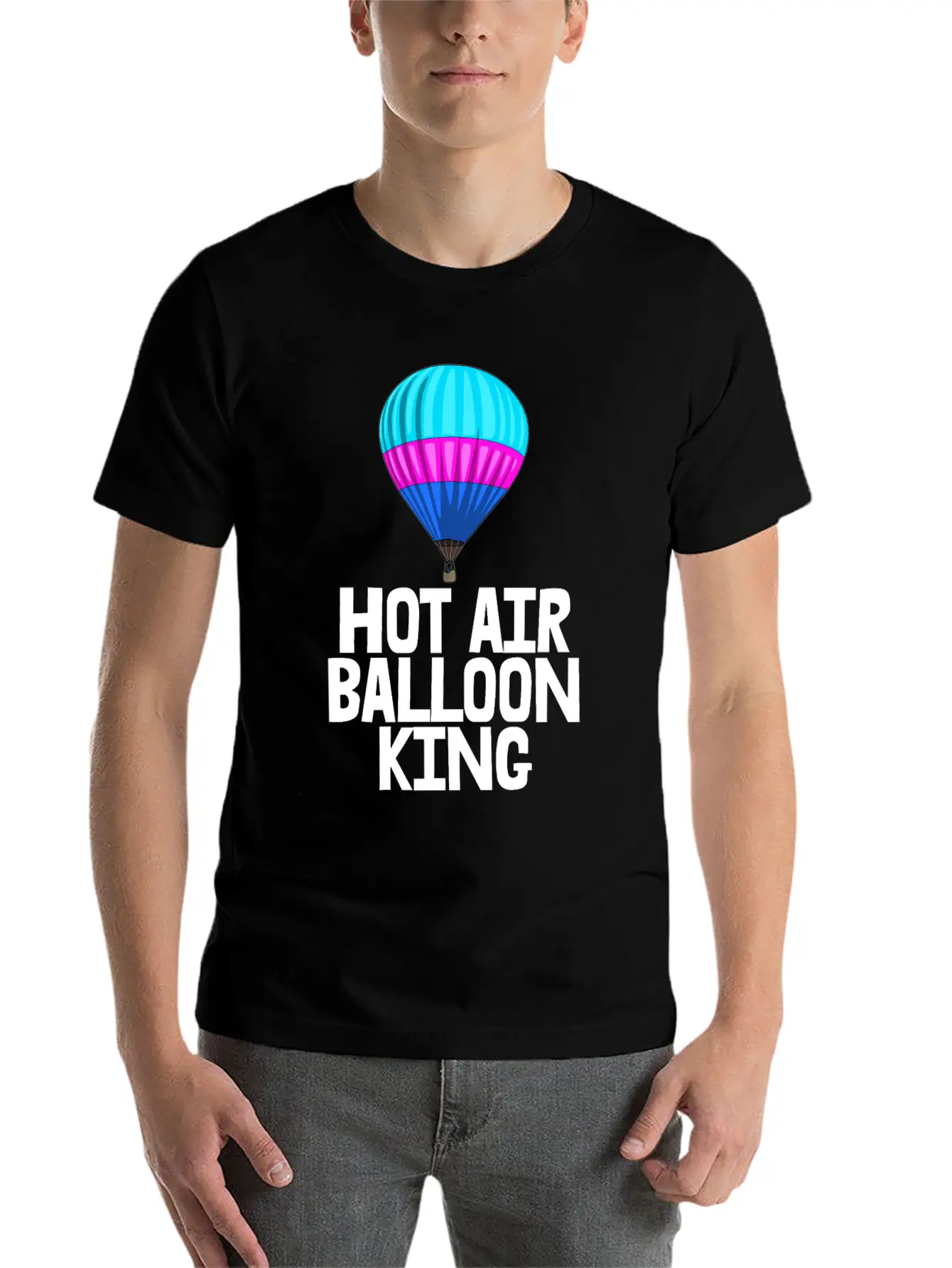 Hot Air Balloon King Unisex Short Sleeve Soft Cotton T-Shirt – Casual Everyday Wear