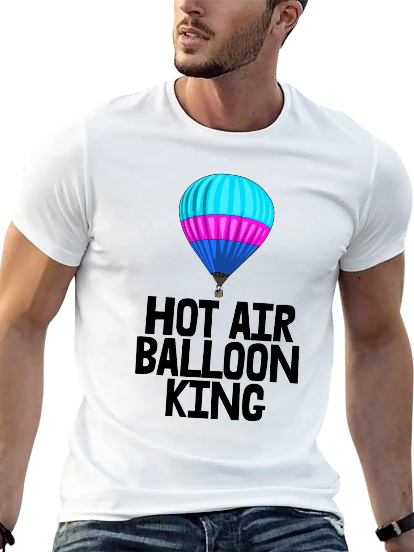 Hot Air Balloon King Unisex Short Sleeve Soft Cotton T-Shirt – Casual Everyday Wear