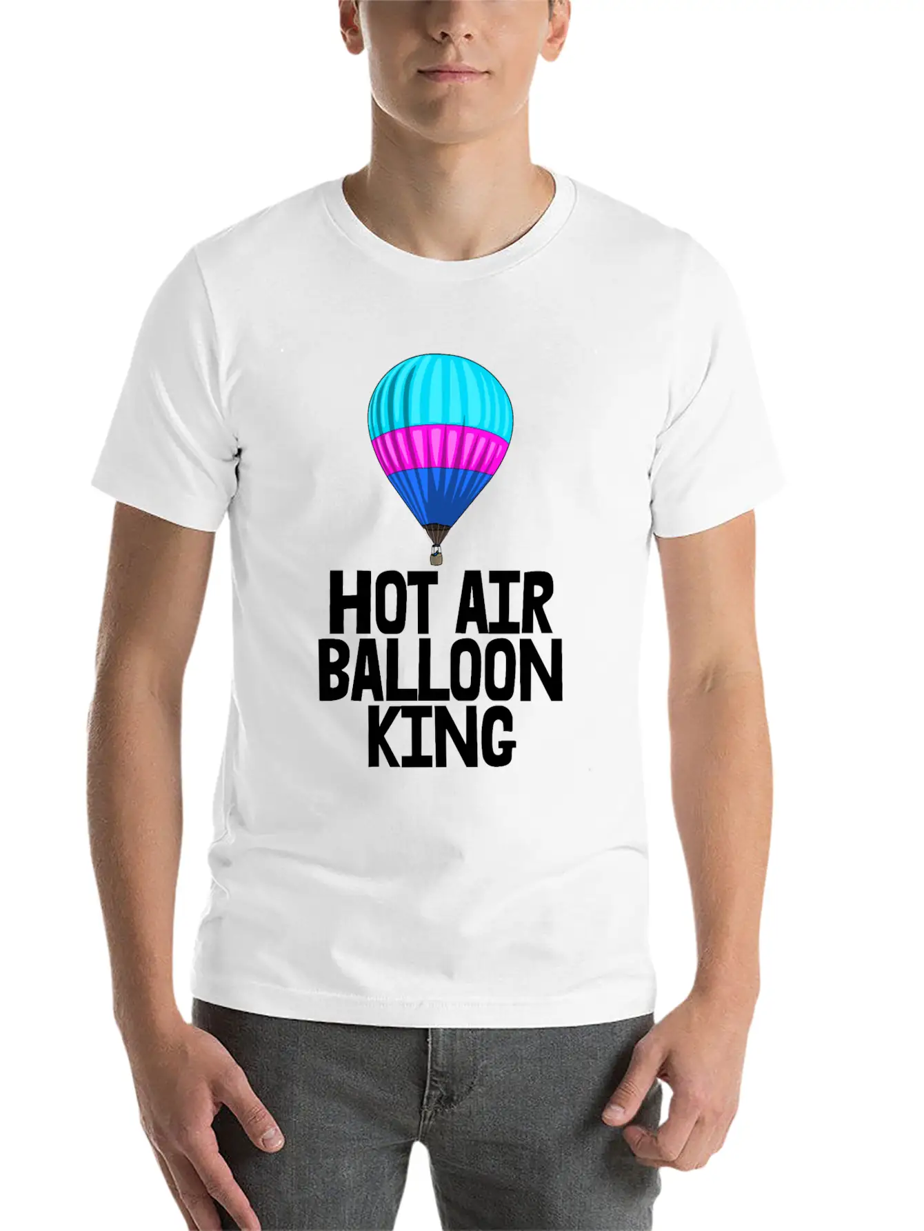 Hot Air Balloon King Unisex Short Sleeve Soft Cotton T-Shirt – Casual Everyday Wear