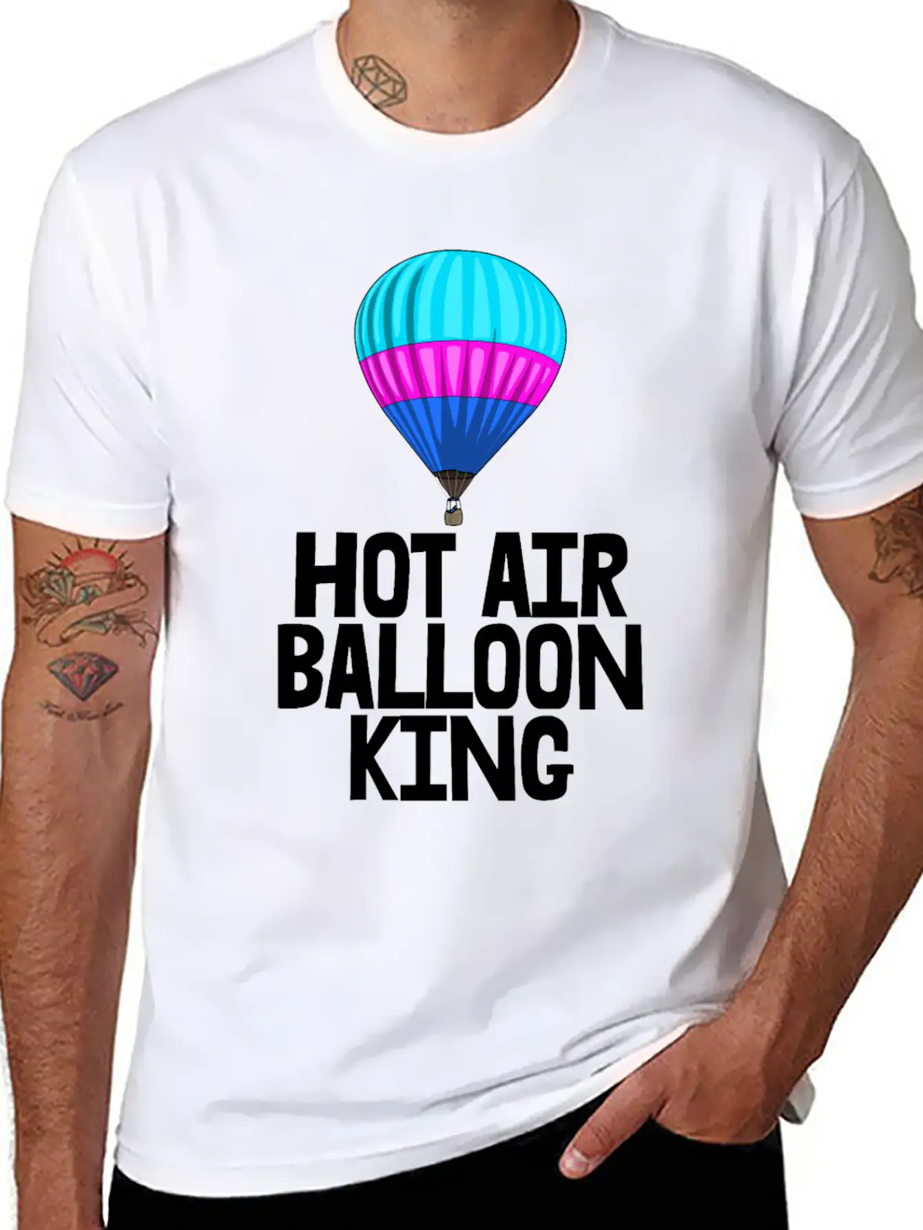 Hot Air Balloon King Unisex Short Sleeve Soft Cotton T-Shirt – Casual Everyday Wear