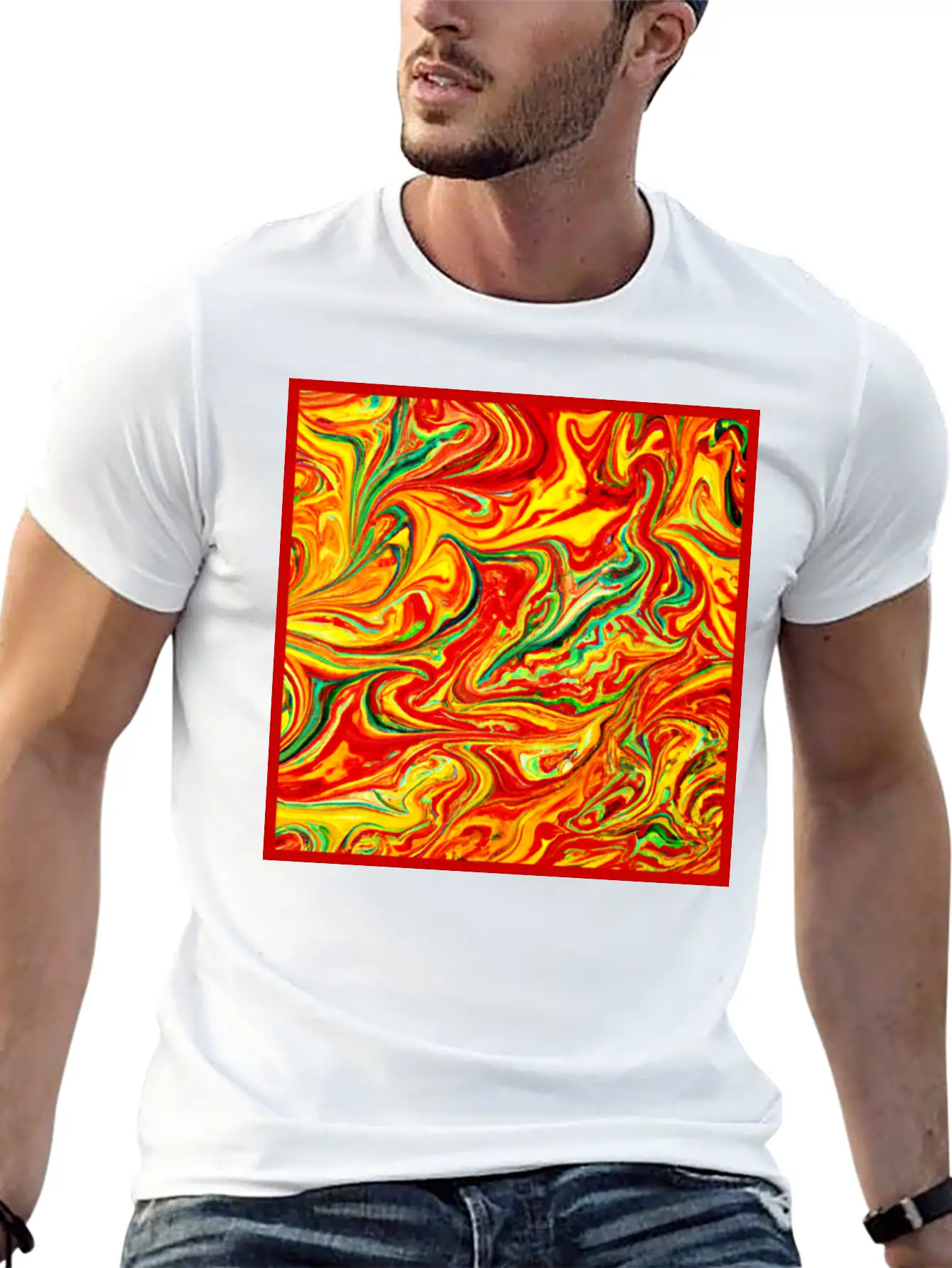 Hot Colors Patterns Painting Comfortable Minimalist Graphic Tee – Summer Style Essential