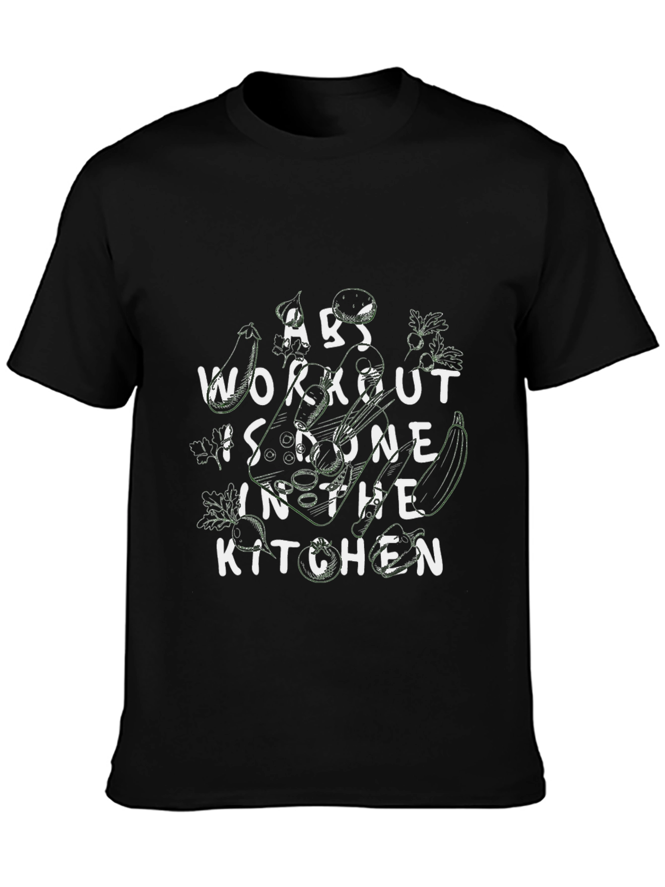 Abs Workout Kitchen Black Graphic T-Shirt