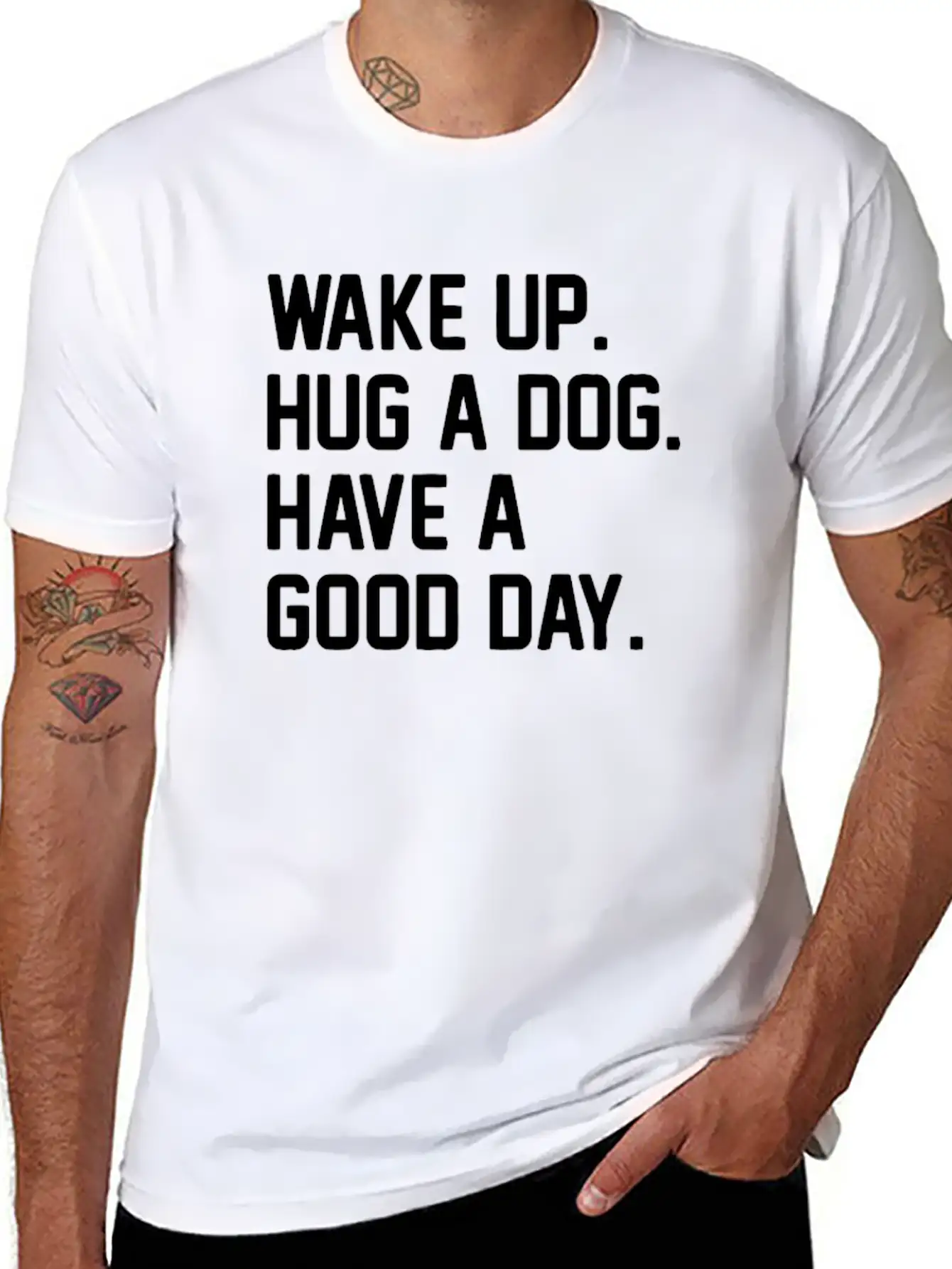 Hug A Dog Unisex Short Sleeve Soft Cotton T-Shirt – Casual Everyday Wear