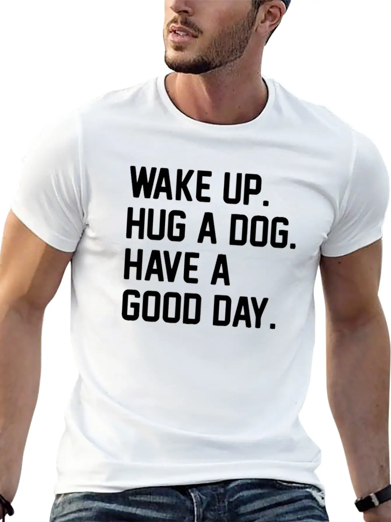 Hug A Dog Unisex Short Sleeve Soft Cotton T-Shirt – Casual Everyday Wear