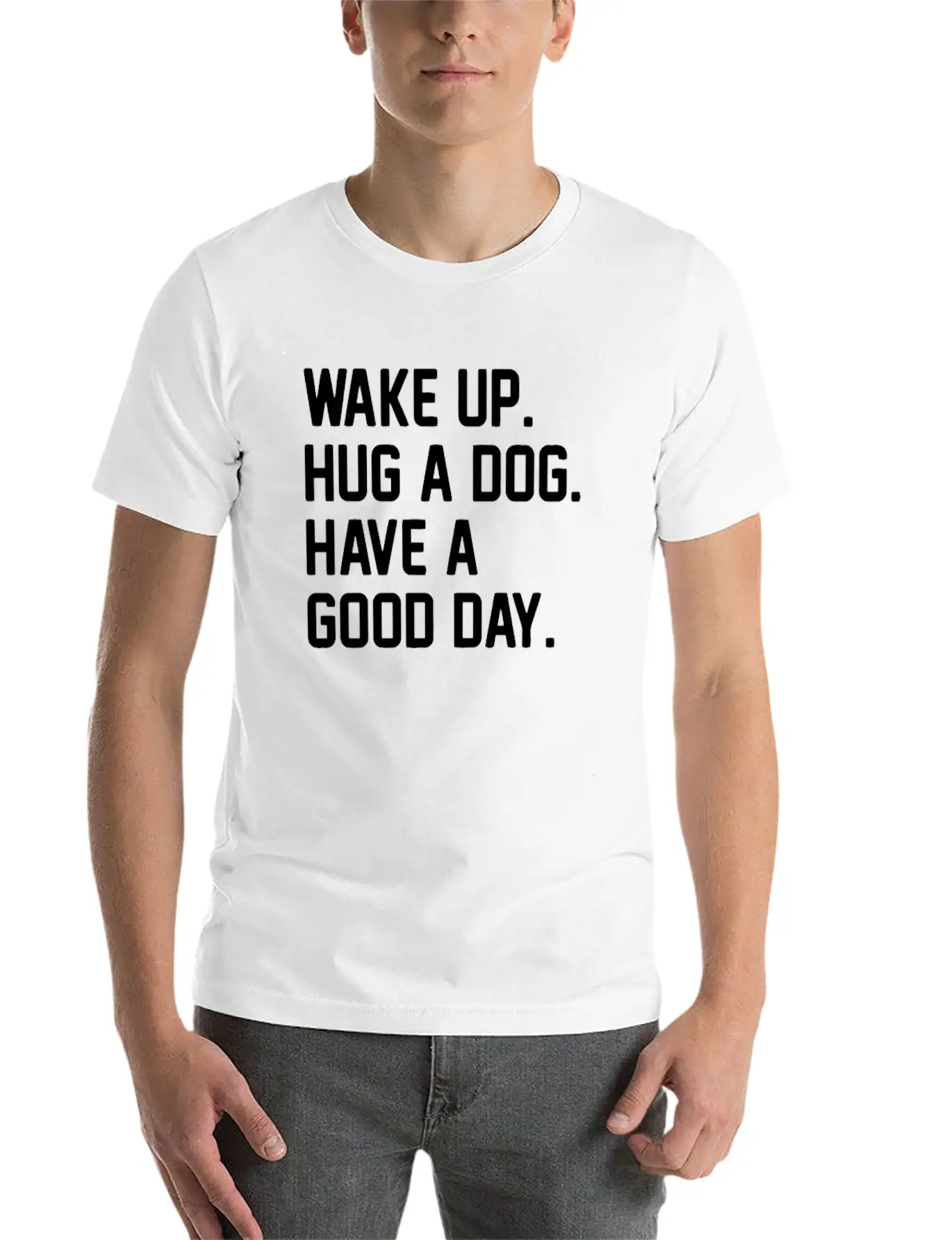 Hug A Dog Unisex Short Sleeve Soft Cotton T-Shirt – Casual Everyday Wear