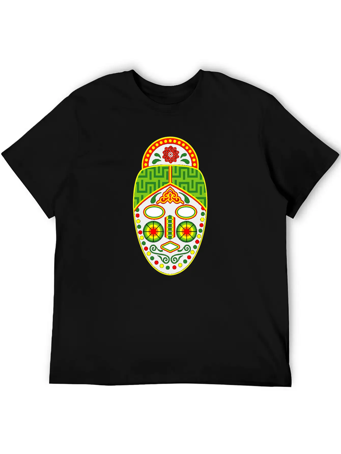 Huichol Mask Unisex Short Sleeve Soft Cotton T-Shirt – Casual Everyday Wear