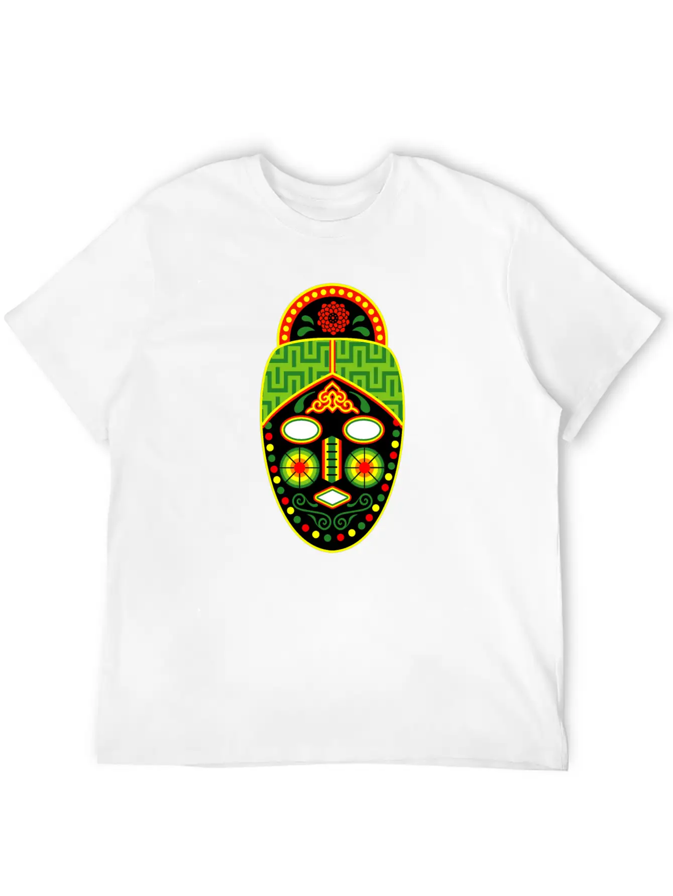 Huichol Mask Unisex Short Sleeve Soft Cotton T-Shirt – Casual Everyday Wear