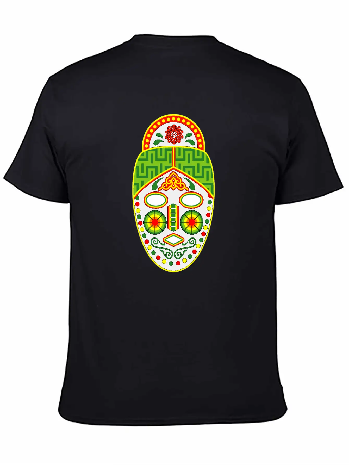 Huichol Mask Unisex Short Sleeve Soft Cotton T-Shirt – Casual Everyday Wear