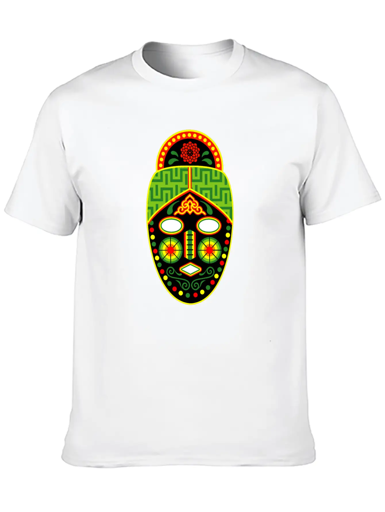Huichol Mask Unisex Short Sleeve Soft Cotton T-Shirt – Casual Everyday Wear