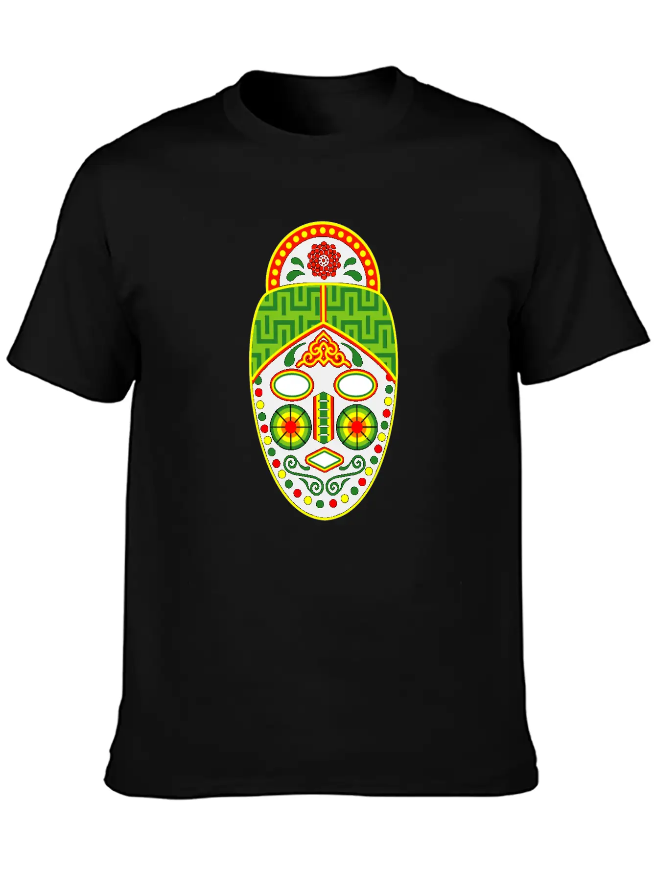 Huichol Mask Unisex Short Sleeve Soft Cotton T-Shirt – Casual Everyday Wear
