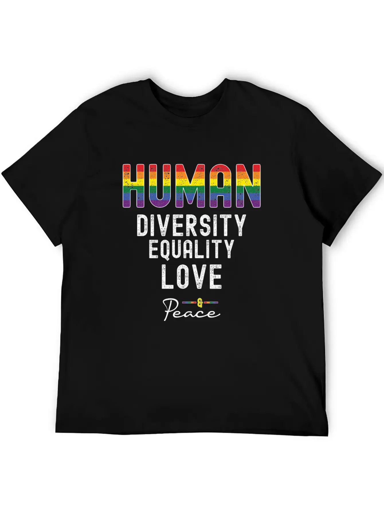 HUMAN LGBT Flag Rainbow Pride Month | Gay Pride Unisex Short Sleeve Soft Cotton T-Shirt – Casual Everyday Wear
