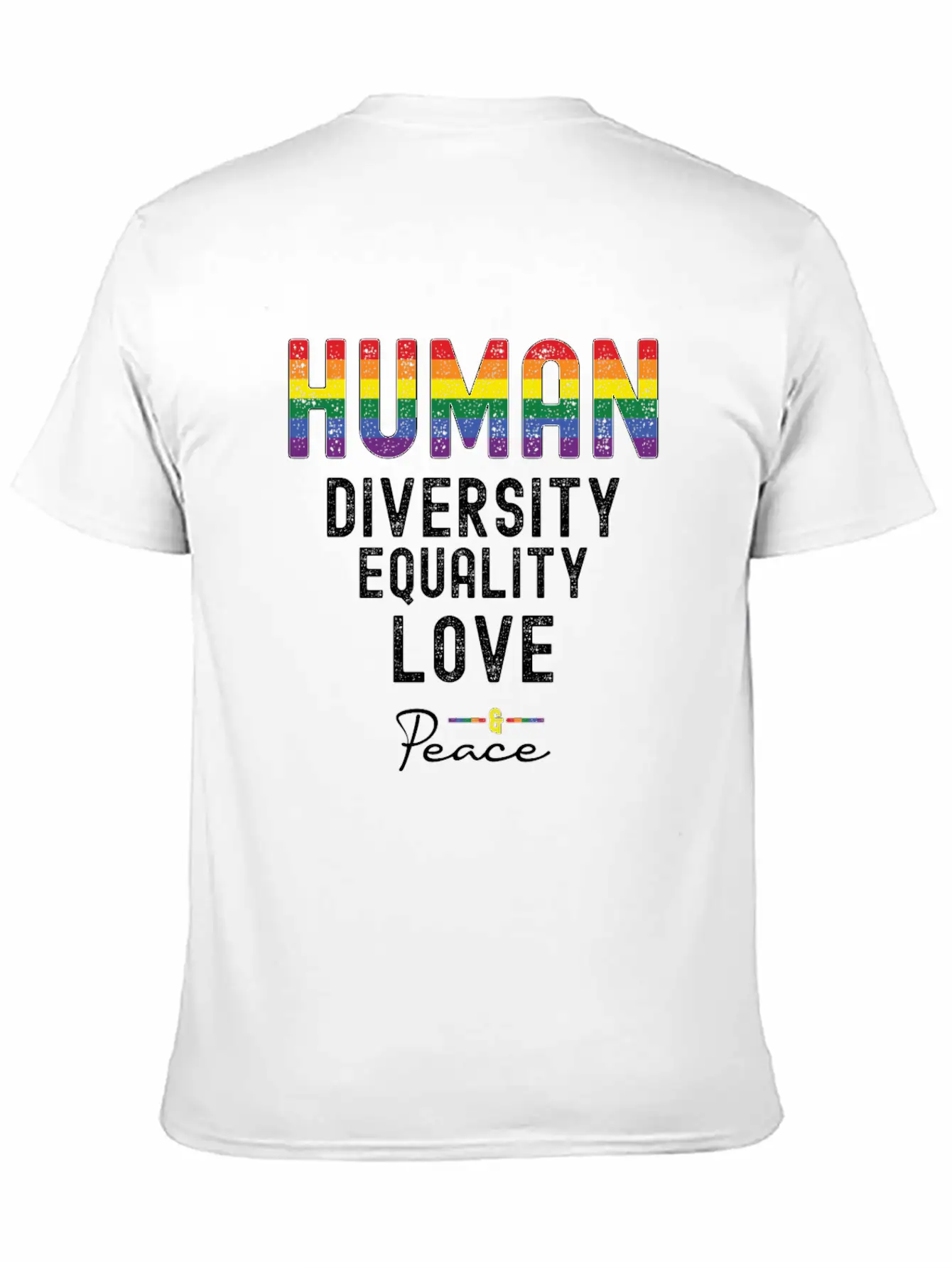 HUMAN LGBT Flag Rainbow Pride Month | Gay Pride Unisex Short Sleeve Soft Cotton T-Shirt – Casual Everyday Wear