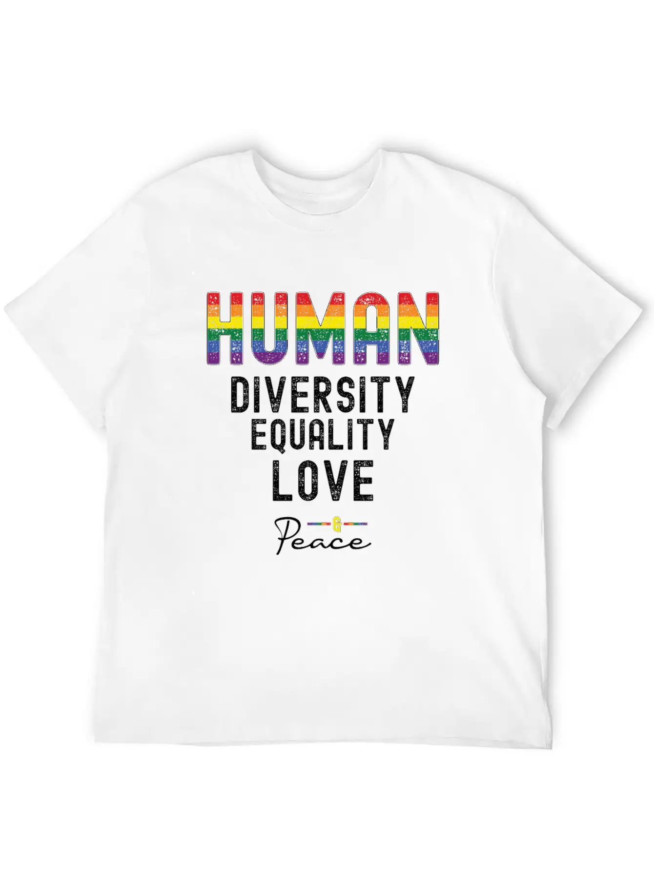 HUMAN LGBT Flag Rainbow Pride Month | Gay Pride Unisex Short Sleeve Soft Cotton T-Shirt – Casual Everyday Wear