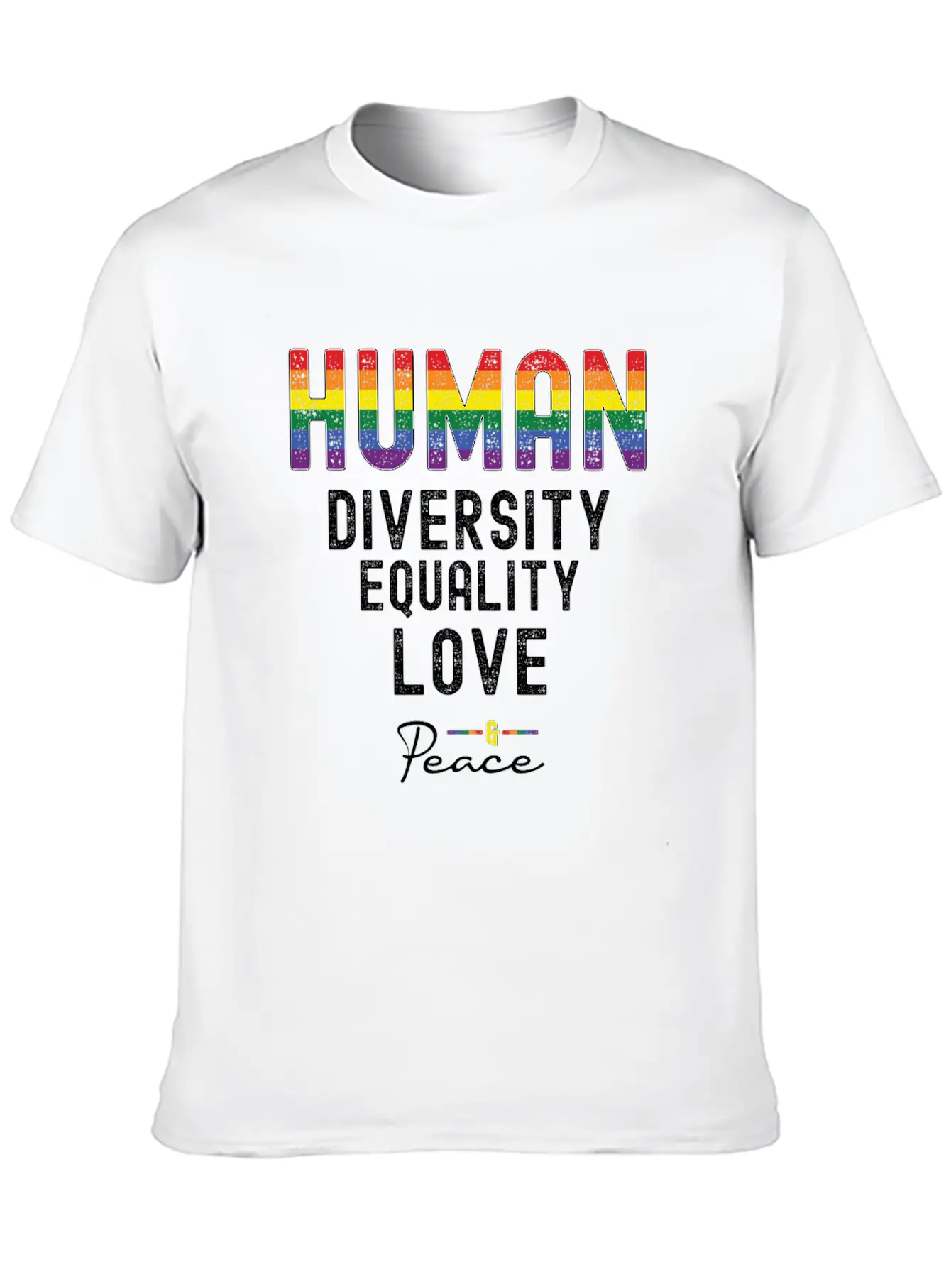 HUMAN LGBT Flag Rainbow Pride Month | Gay Pride Unisex Short Sleeve Soft Cotton T-Shirt – Casual Everyday Wear
