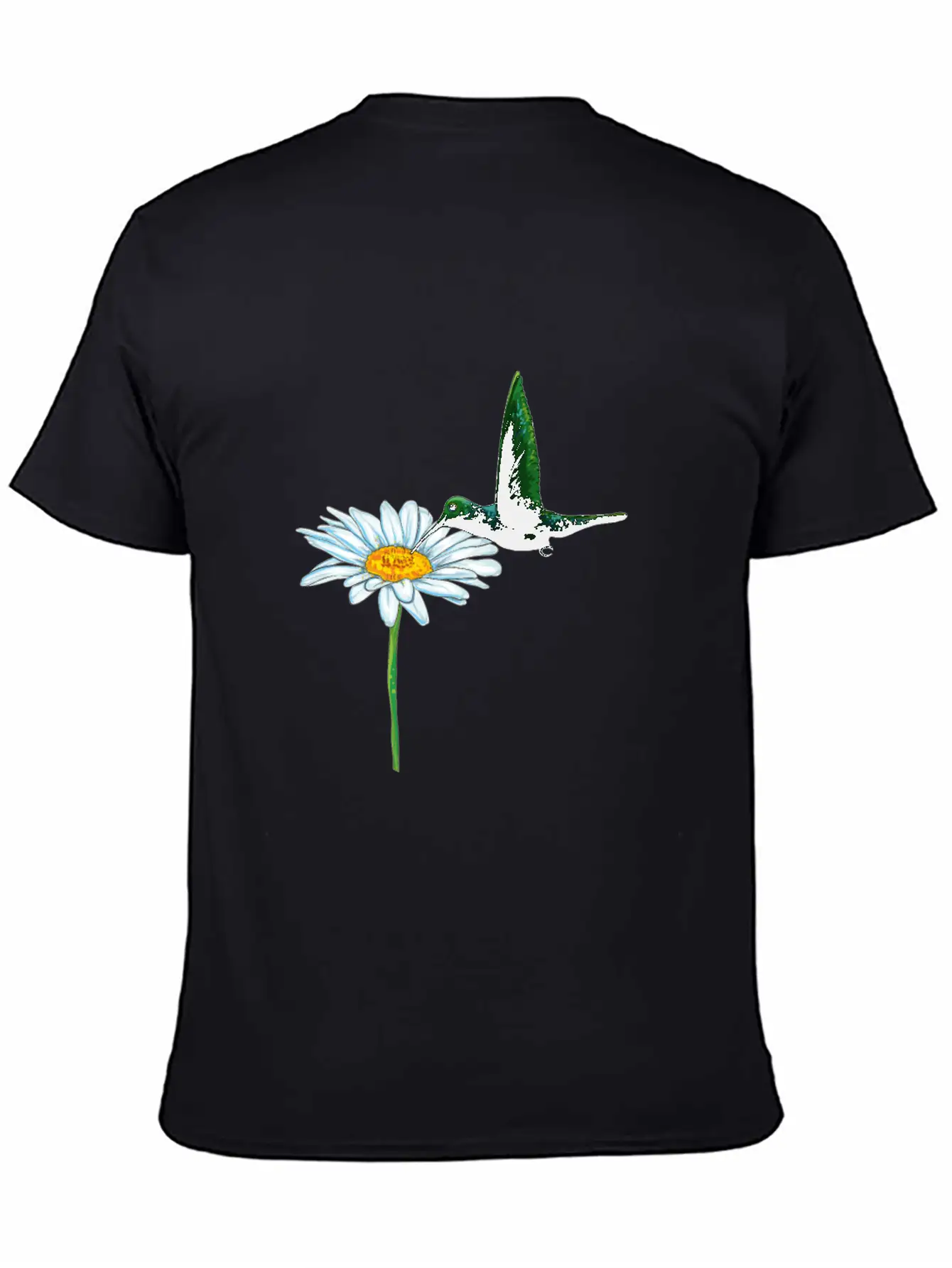 Hummingbird Bird Daisy Motif Stylish Everyday T-Shirt – Unisex Basic Cotton Tee