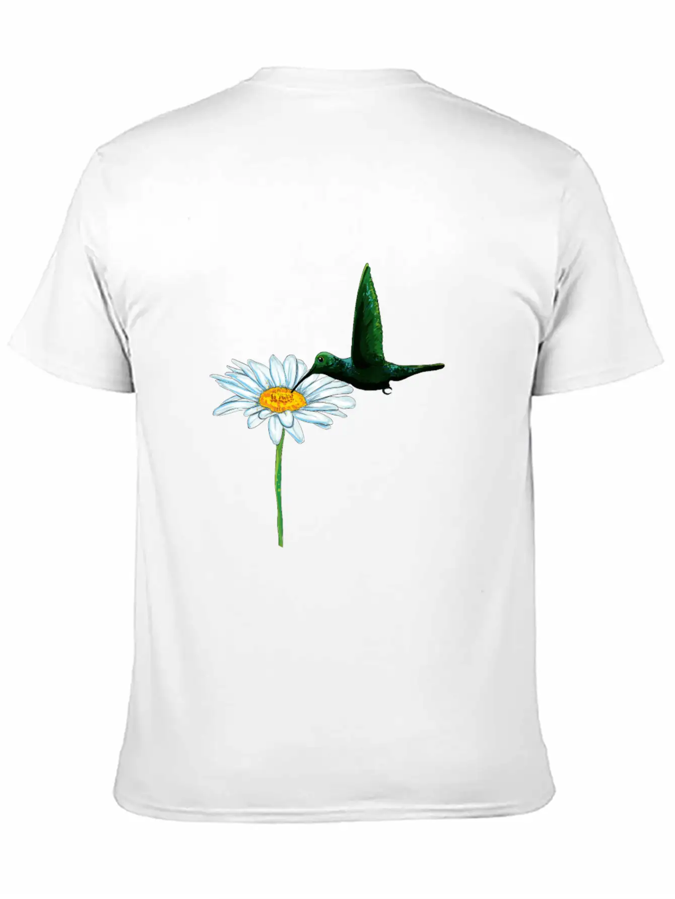 Hummingbird Bird Daisy Motif Stylish Everyday T-Shirt – Unisex Basic Cotton Tee
