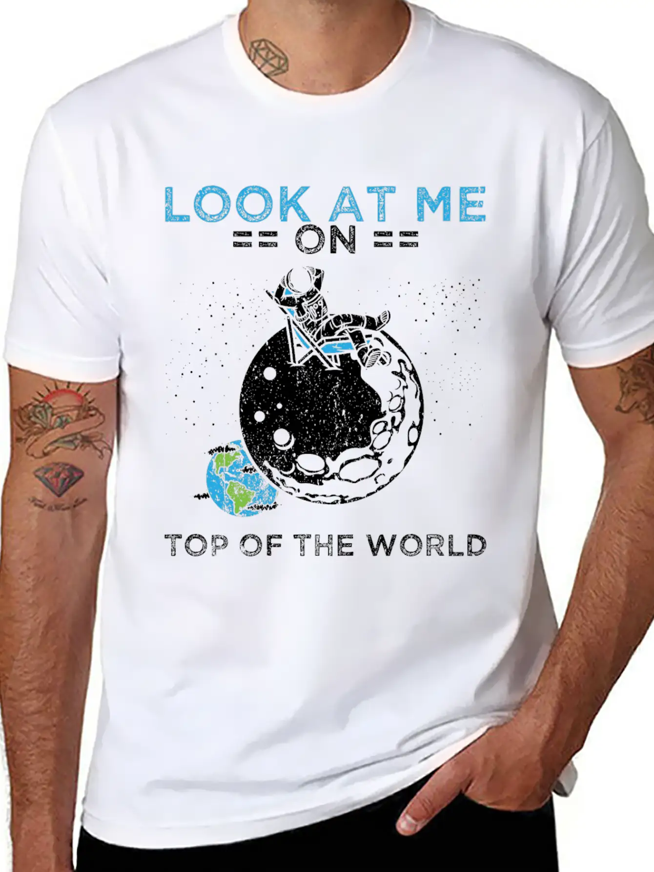 Humor Universe Design Quote Top Of The World Timeless Short Sleeve Tee – Comfy And Minimalist Design