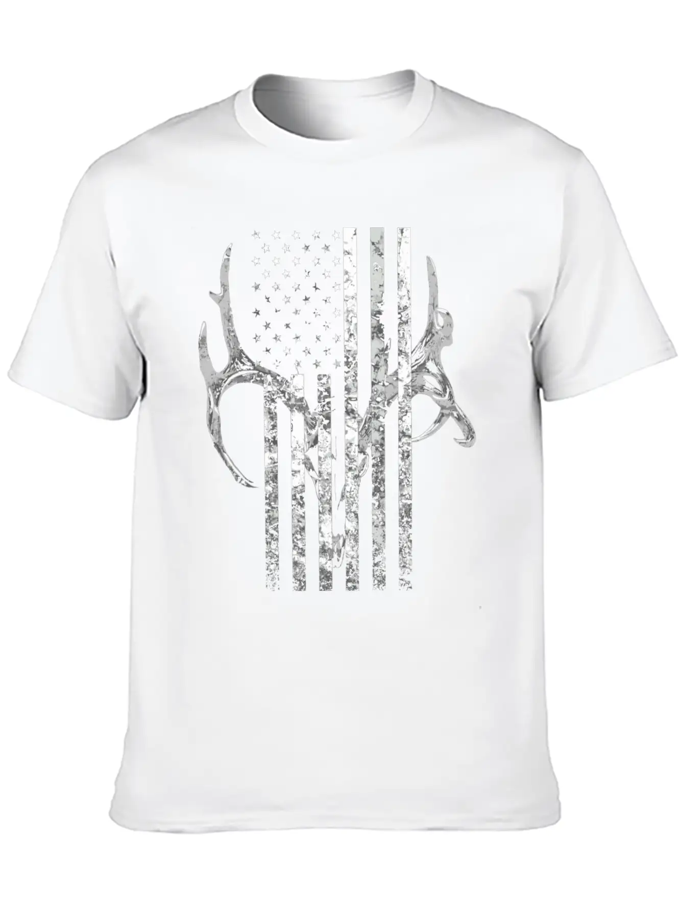Hunting Deer Skull Flag Hunters Unisex Short Sleeve Soft Cotton T-Shirt – Casual Everyday Wear