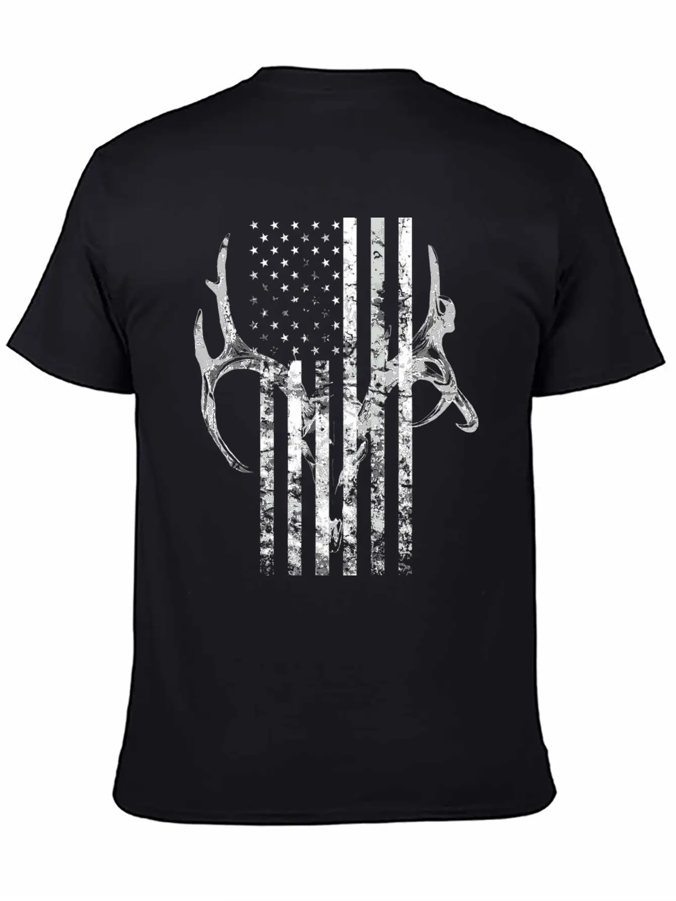 Hunting Deer Skull Flag Hunters Unisex Short Sleeve Soft Cotton T-Shirt – Casual Everyday Wear
