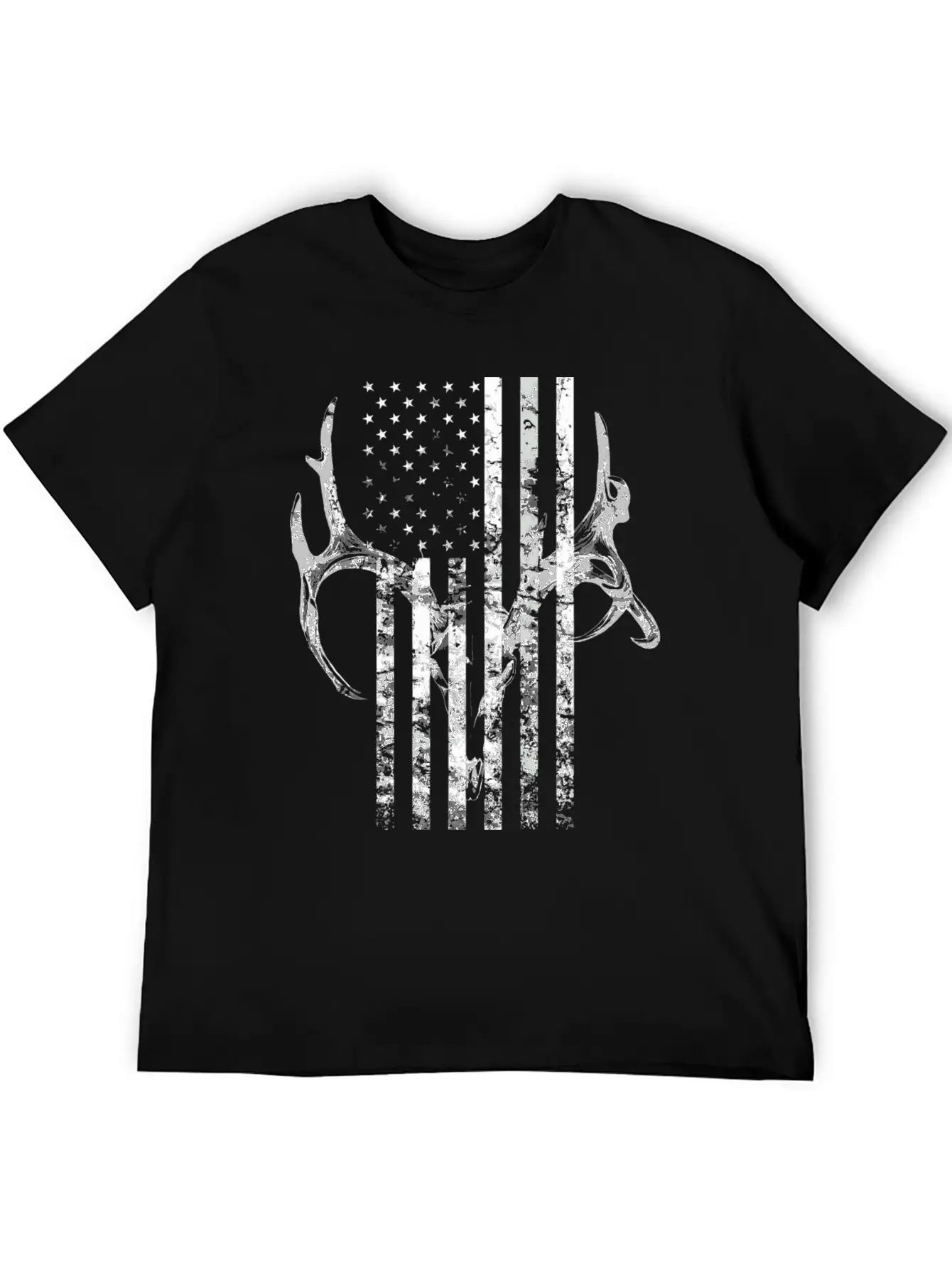 Hunting Deer Skull Flag Hunters Unisex Short Sleeve Soft Cotton T-Shirt – Casual Everyday Wear