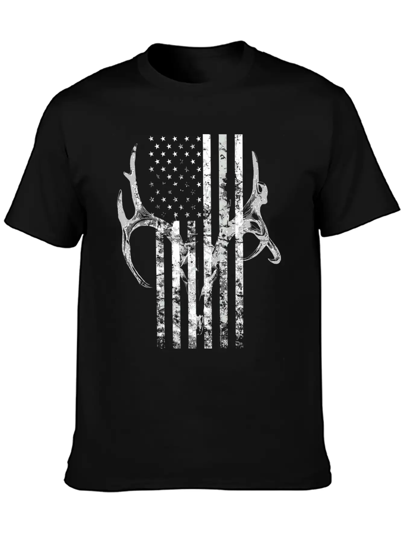 Hunting Deer Skull Flag Hunters Unisex Short Sleeve Soft Cotton T-Shirt – Casual Everyday Wear