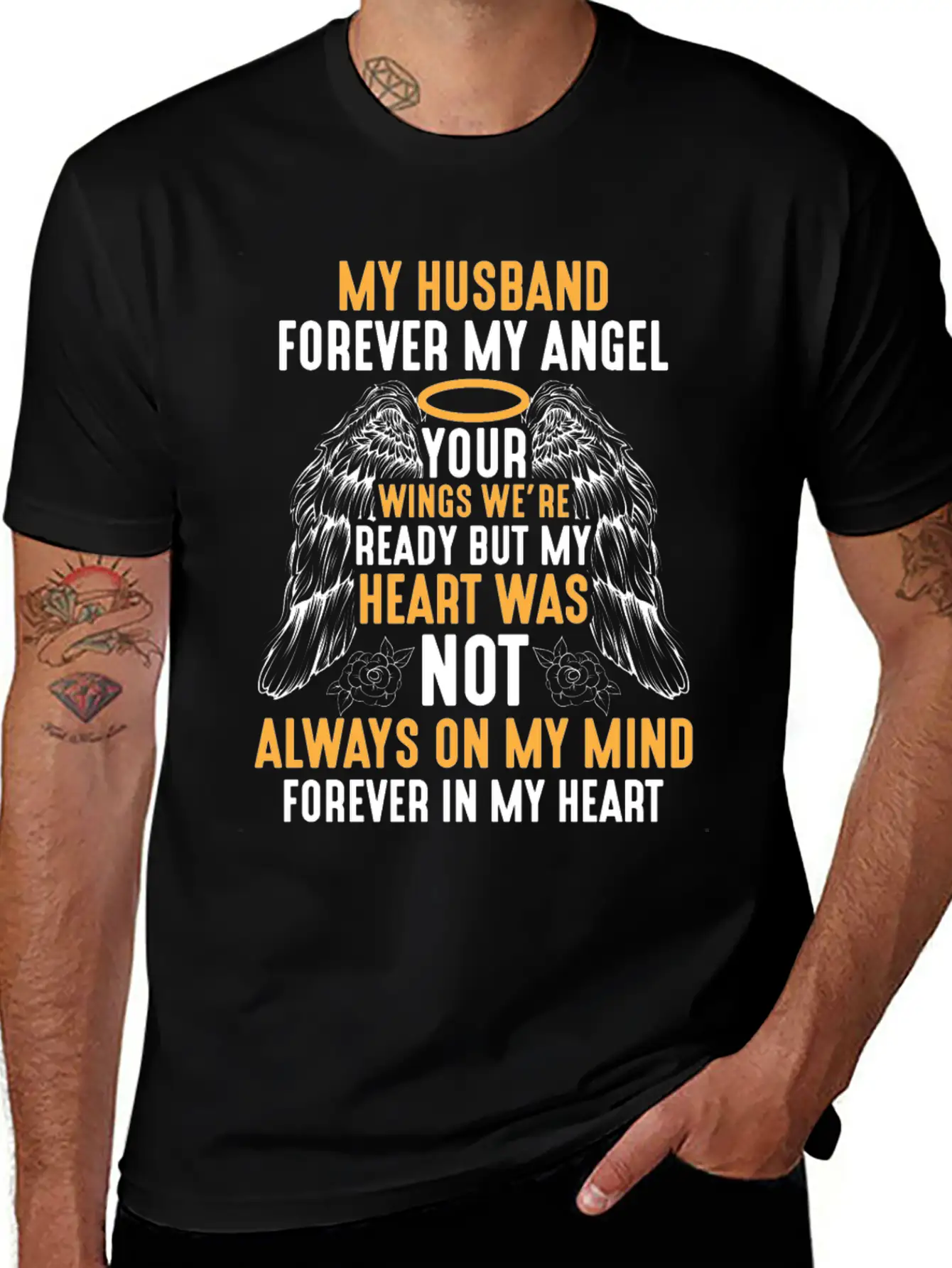 Husband Heaven Forever Angel Memory Widow Hubby Unisex Short Sleeve Soft Cotton T-Shirt – Casual Everyday Wear