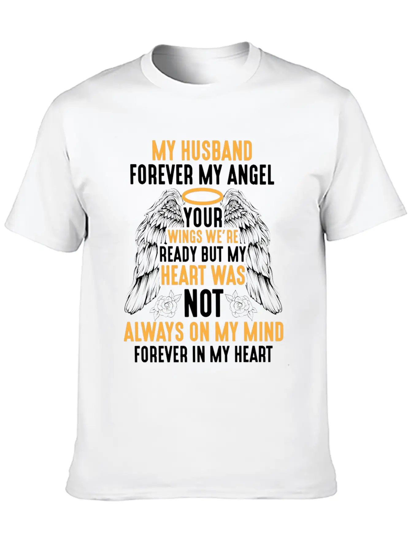 Husband Heaven Forever Angel Memory Widow Hubby Unisex Short Sleeve Soft Cotton T-Shirt – Casual Everyday Wear