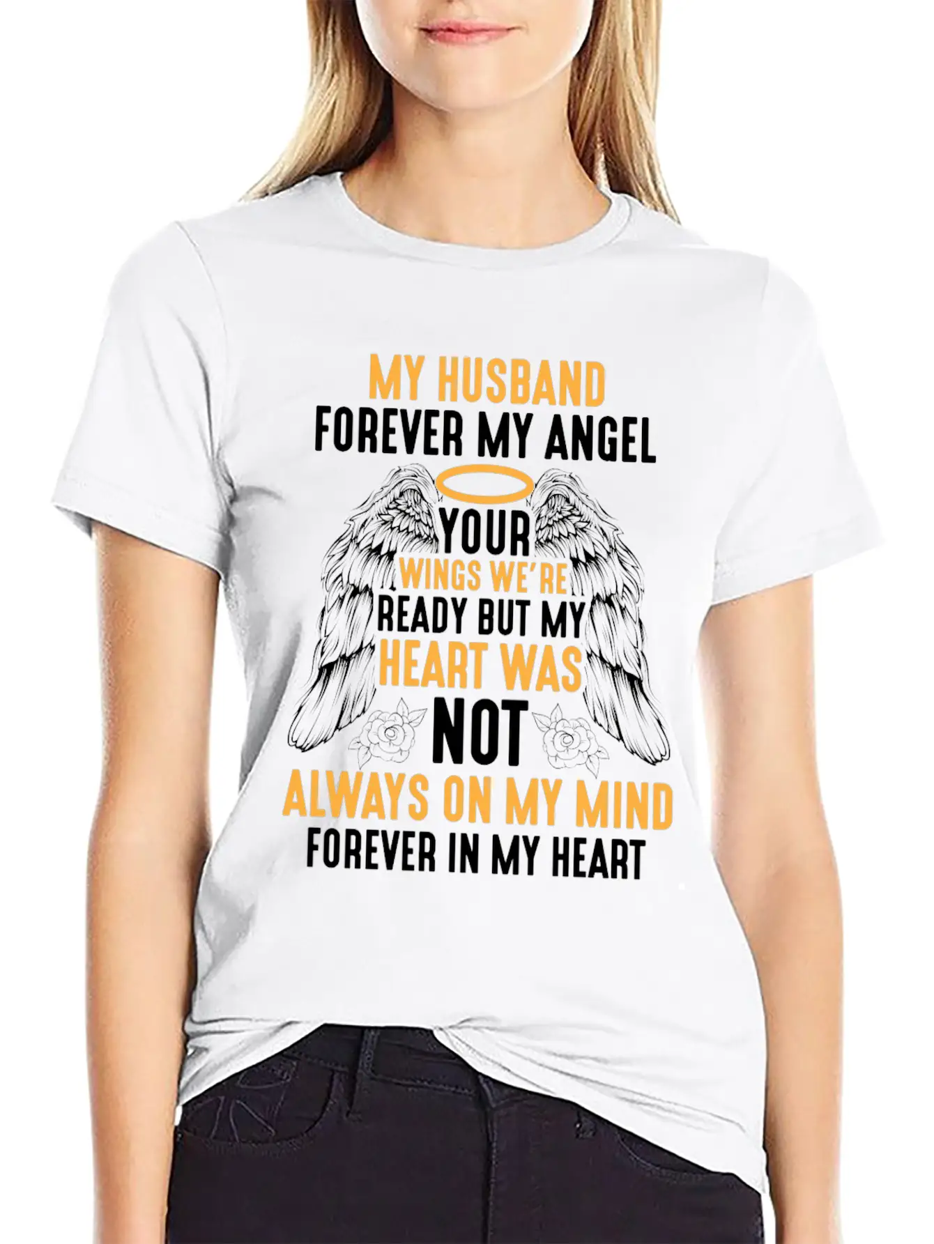 Husband Heaven Forever Angel Memory Widow Hubby Unisex Short Sleeve Soft Cotton T-Shirt – Casual Everyday Wear