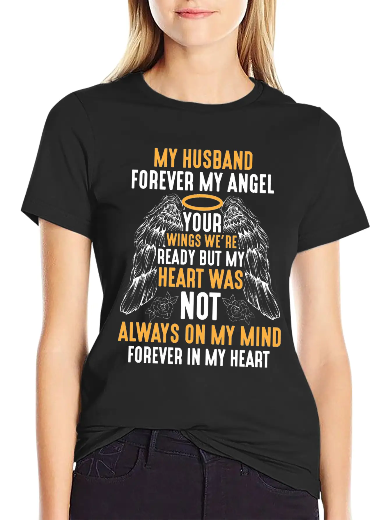 Husband Heaven Forever Angel Memory Widow Hubby Unisex Short Sleeve Soft Cotton T-Shirt – Casual Everyday Wear