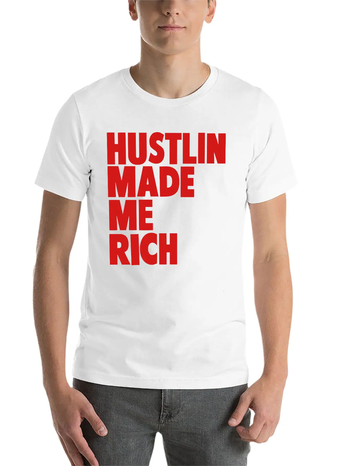 HUSTLIN MADE ME RICH Basic Graphic T-Shirt – Daily Comfort In Soft Cotton