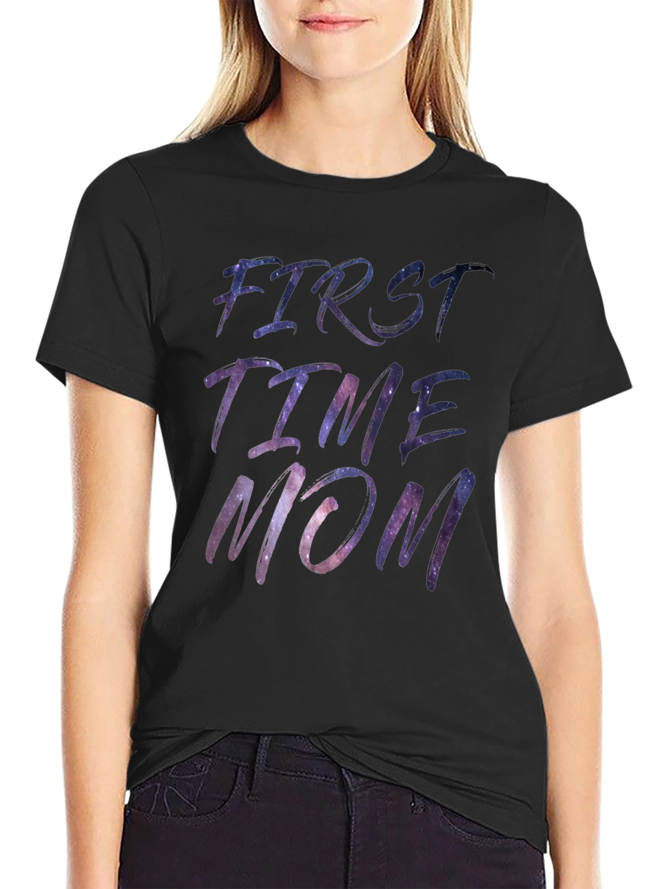 First Time Mom Galaxy Print T-Shirt