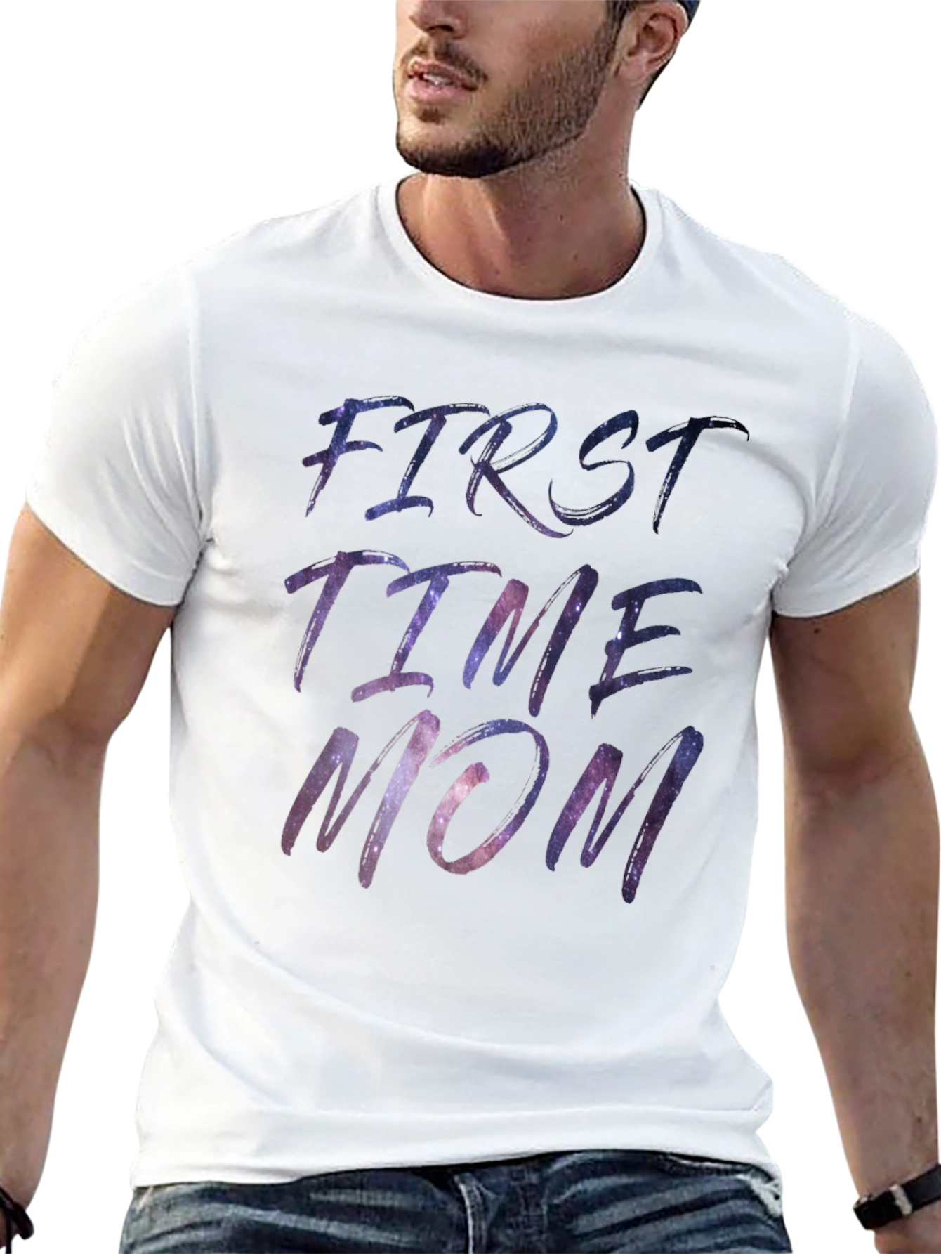 First Time Mom Galaxy Print T-Shirt