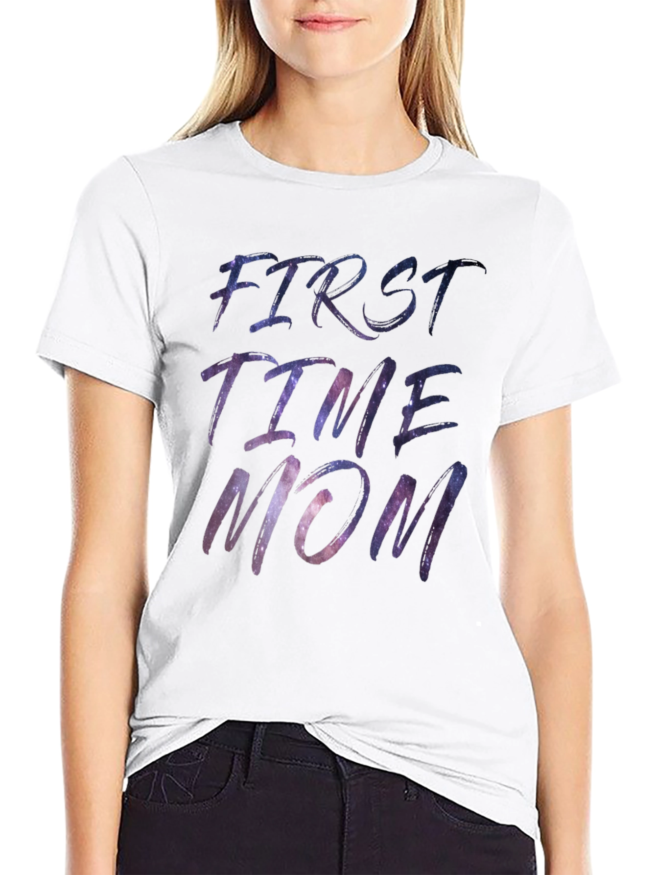 First Time Mom Galaxy Print T-Shirt