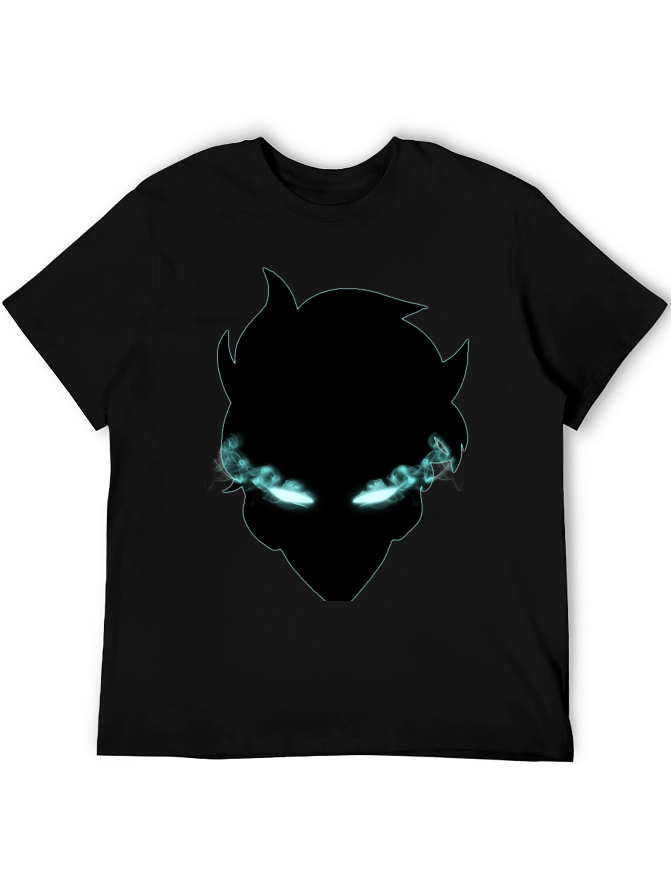 Black Graphic Tee: Mystical Glowing Eyes Design