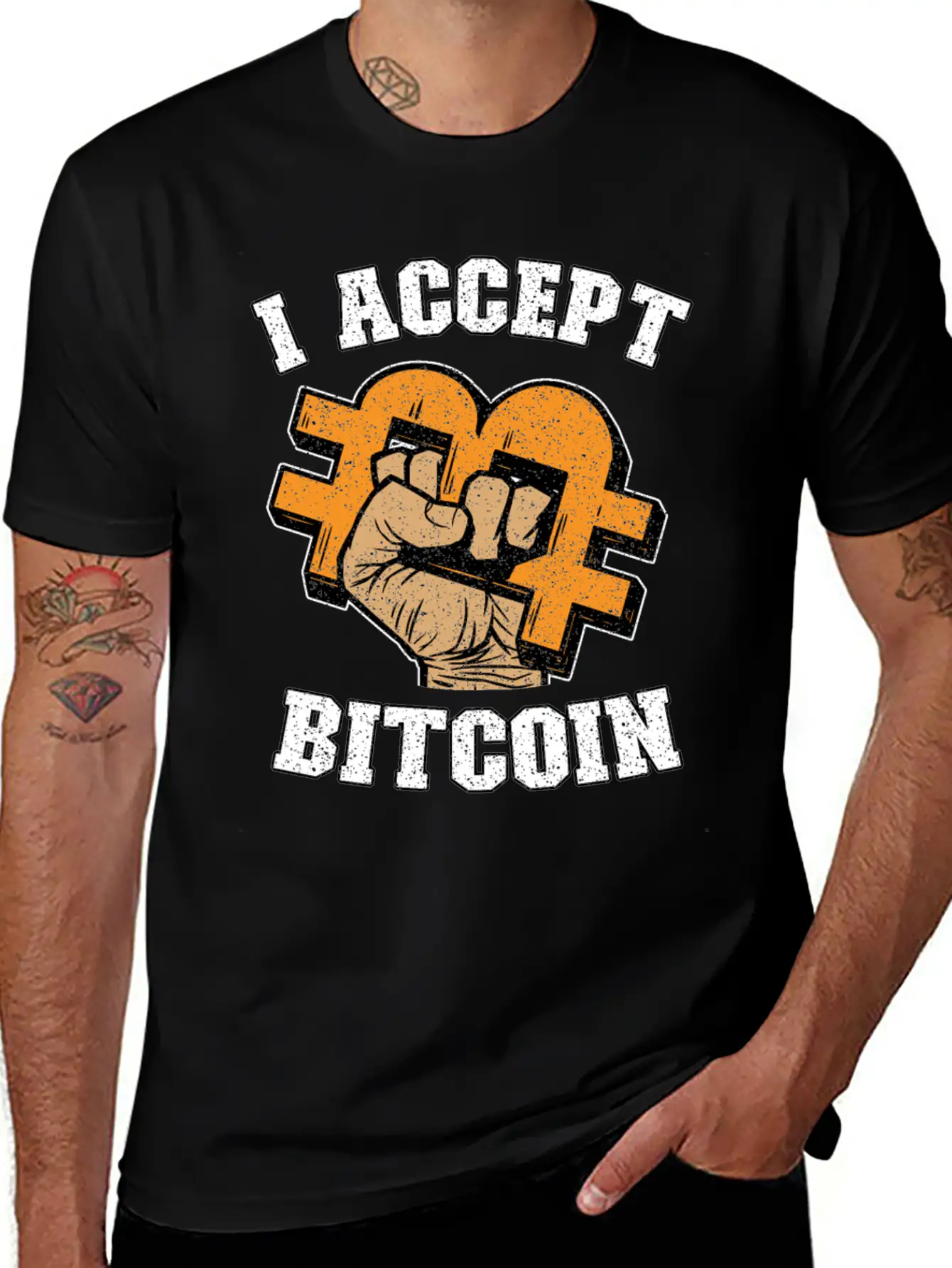 I Accept Bitcoin Fist Funny Crypto BTC Gift Timeless Short Sleeve Tee – Comfy And Minimalist Design
