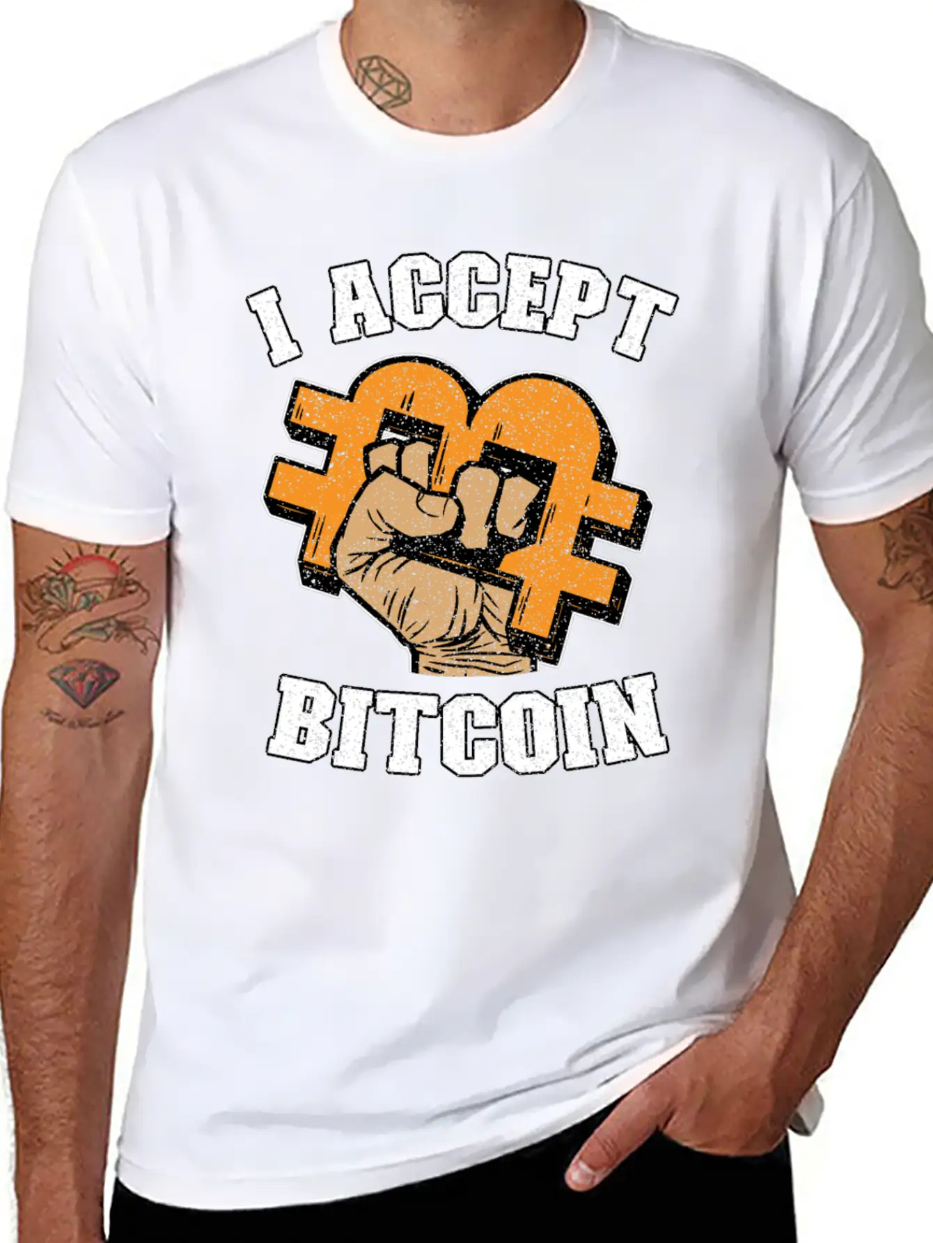 I Accept Bitcoin Fist Funny Crypto BTC Gift Timeless Short Sleeve Tee – Comfy And Minimalist Design
