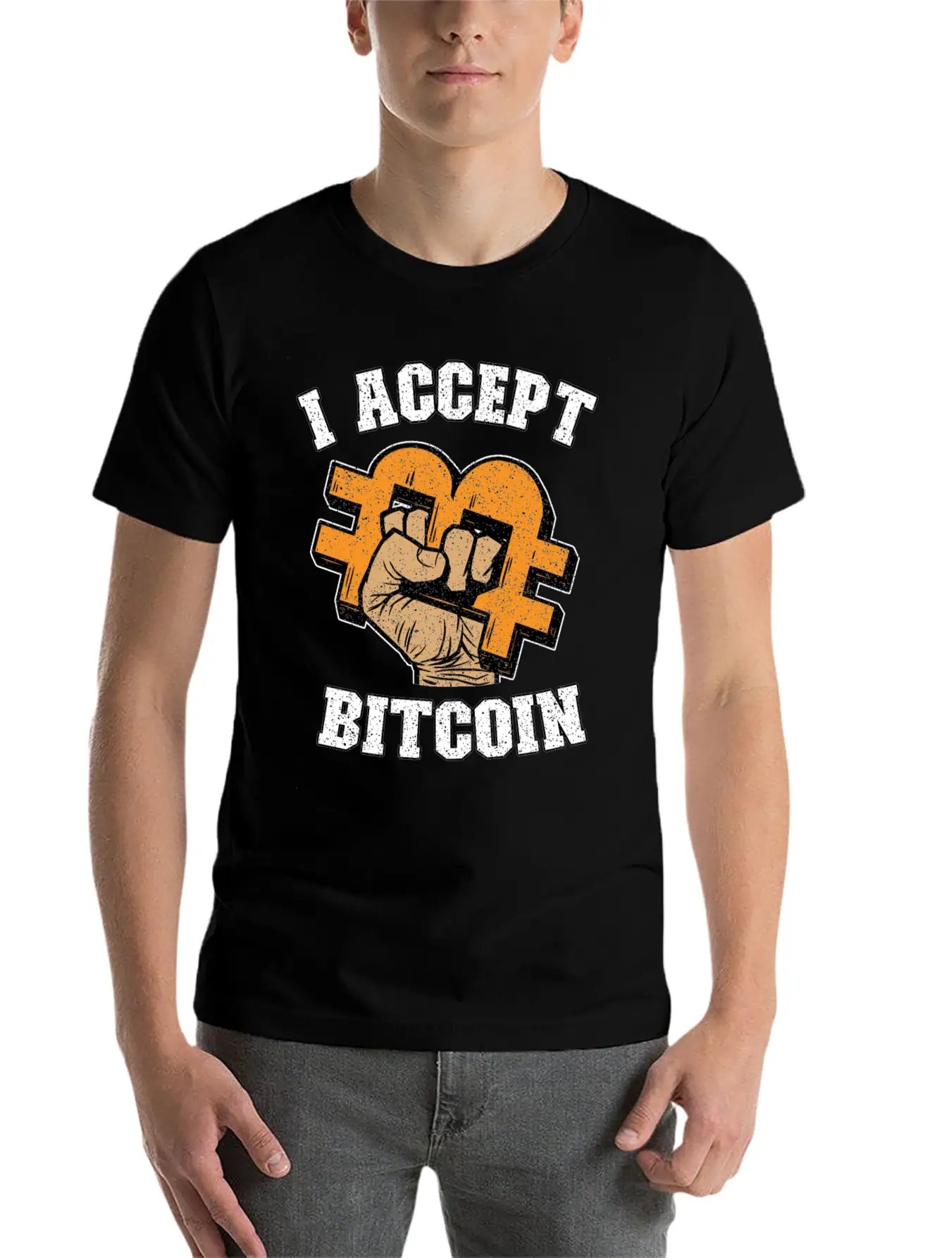 I Accept Bitcoin Fist Funny Crypto BTC Gift Timeless Short Sleeve Tee – Comfy And Minimalist Design