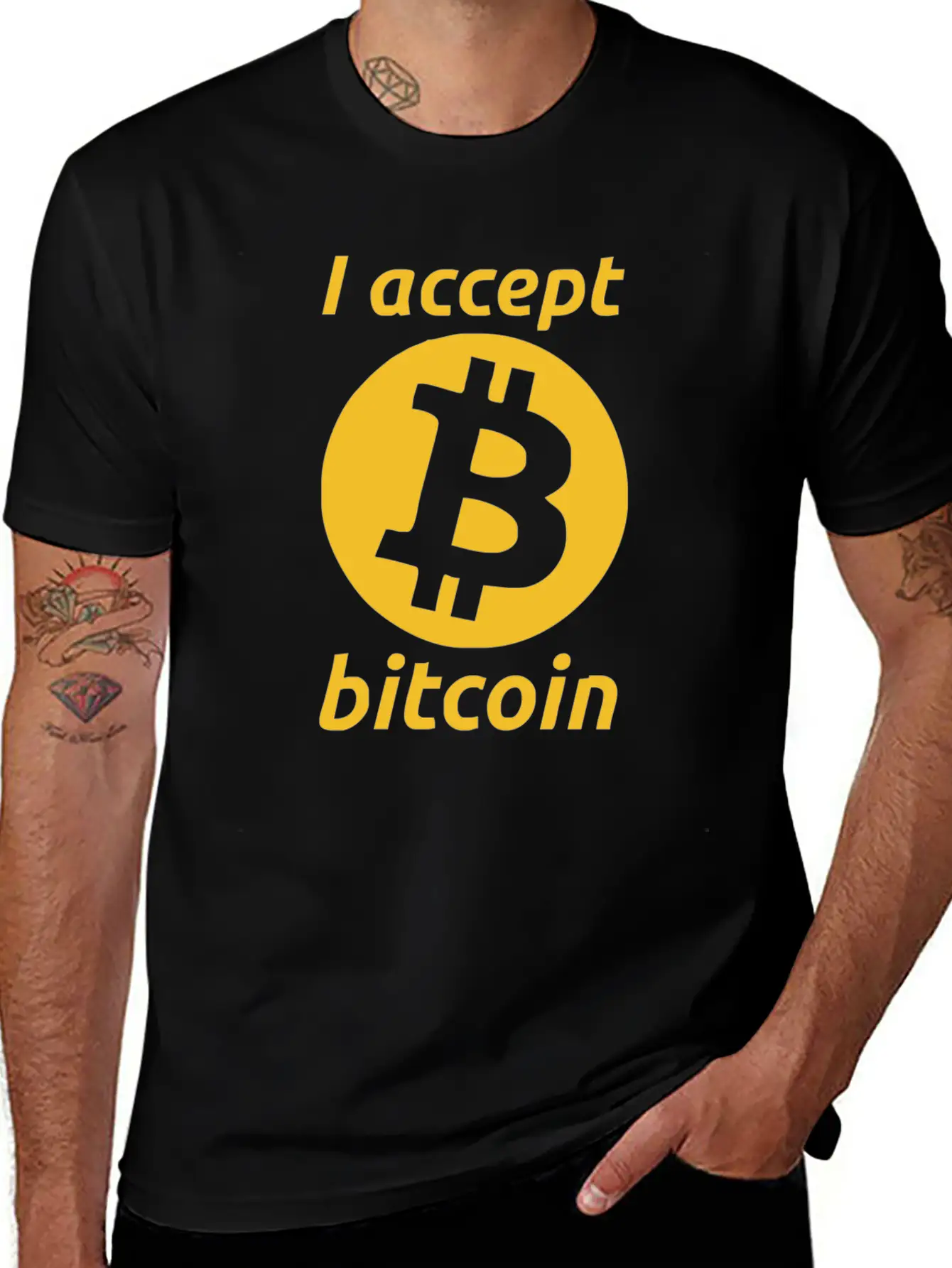 I Accept Bitcoin Stylish Everyday T-Shirt – Unisex Basic Cotton Tee