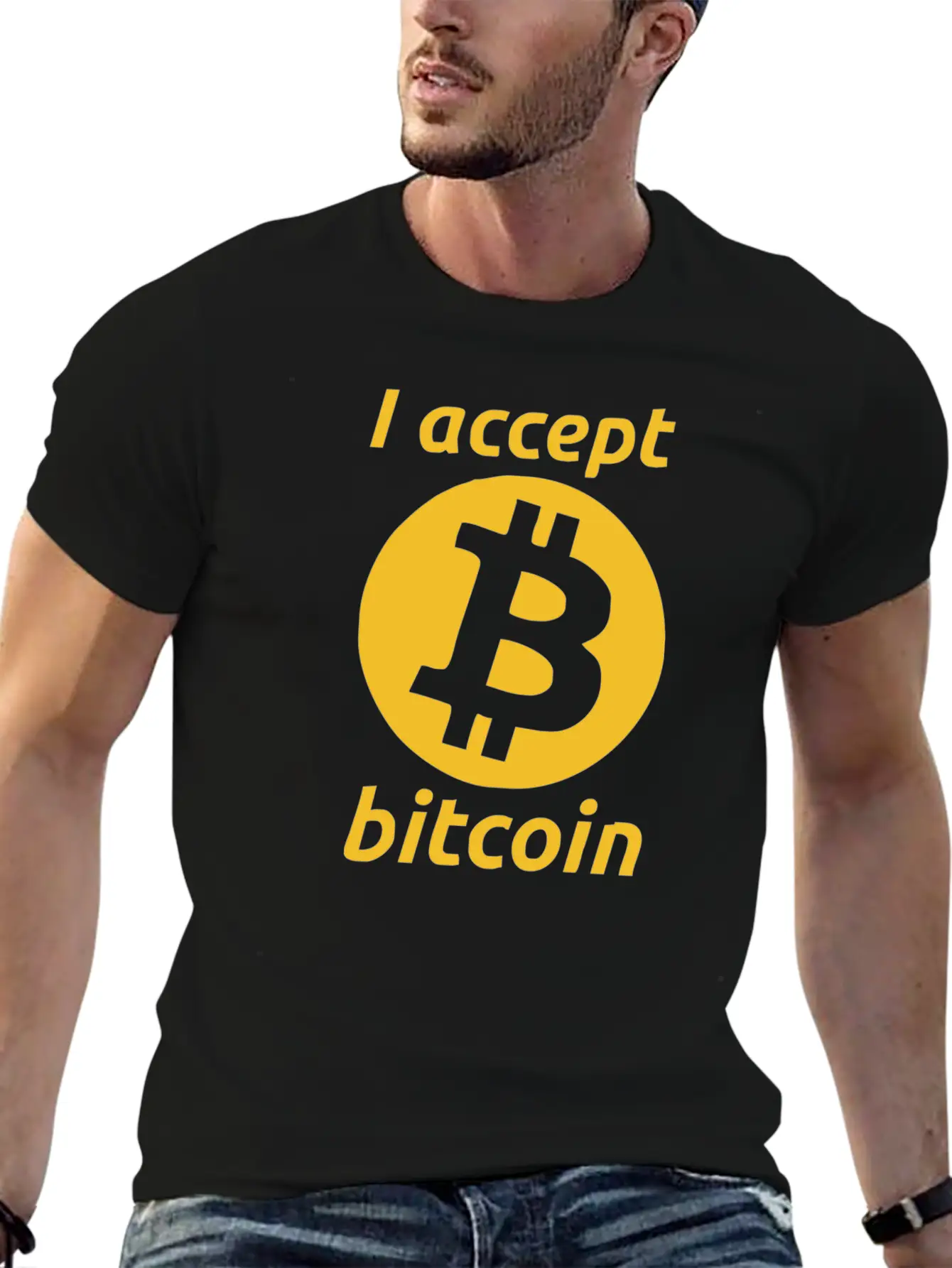 I Accept Bitcoin Stylish Everyday T-Shirt – Unisex Basic Cotton Tee