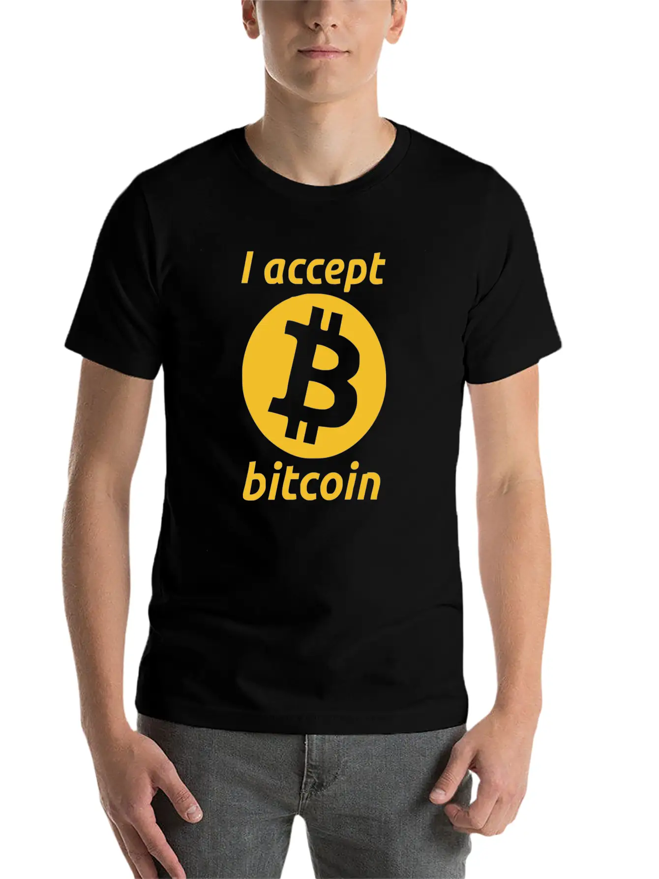 I Accept Bitcoin Stylish Everyday T-Shirt – Unisex Basic Cotton Tee