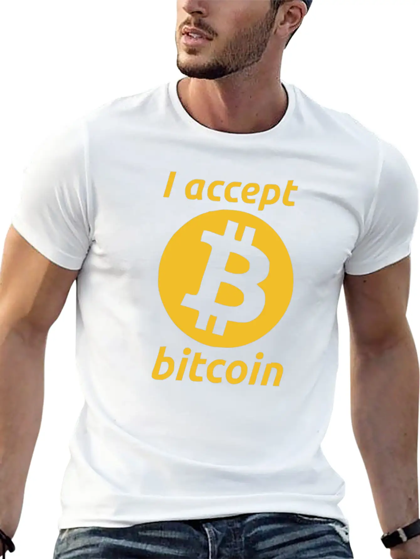 I Accept Bitcoin Stylish Everyday T-Shirt – Unisex Basic Cotton Tee