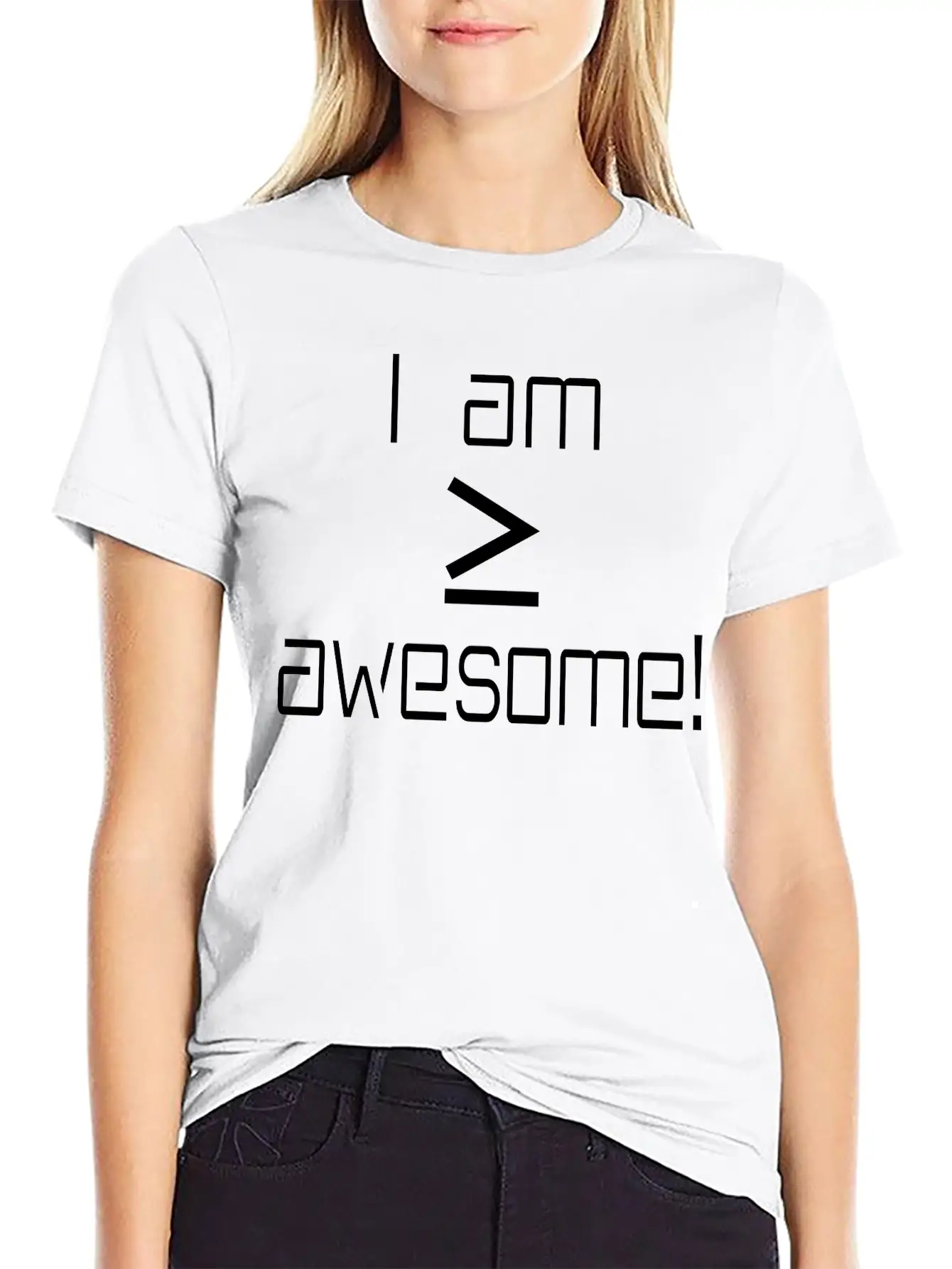 I Am Greater Than Or Equal To Awesome Basic Graphic T-Shirt – Daily Comfort In Soft Cotton
