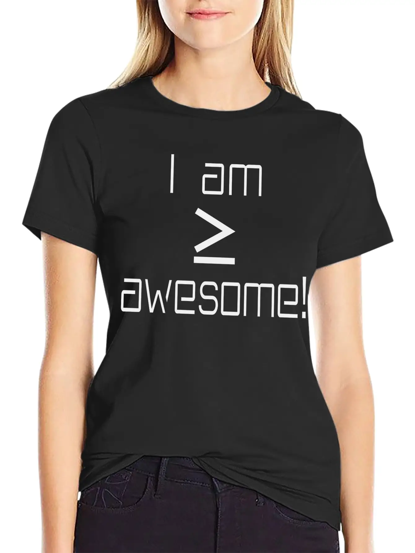 I Am Greater Than Or Equal To Awesome Basic Graphic T-Shirt – Daily Comfort In Soft Cotton